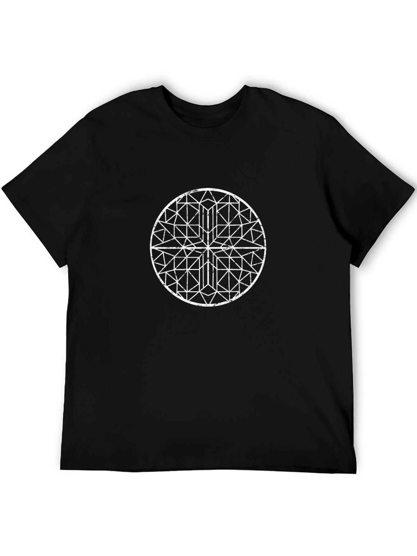 Geometric Circle T-Shirt - Black Cotton Blend