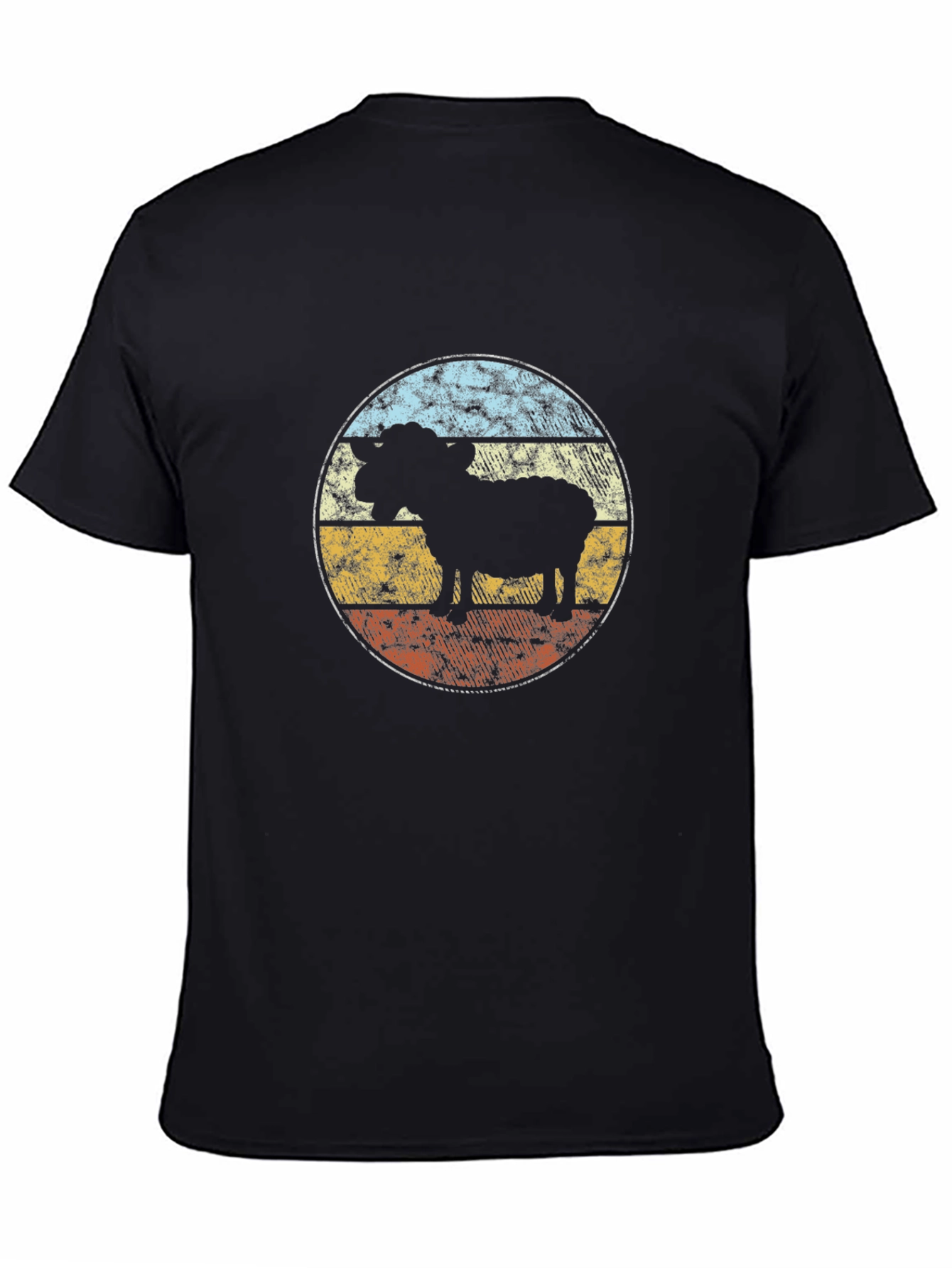 Retro Sheep Silhouette T-Shirt - Black