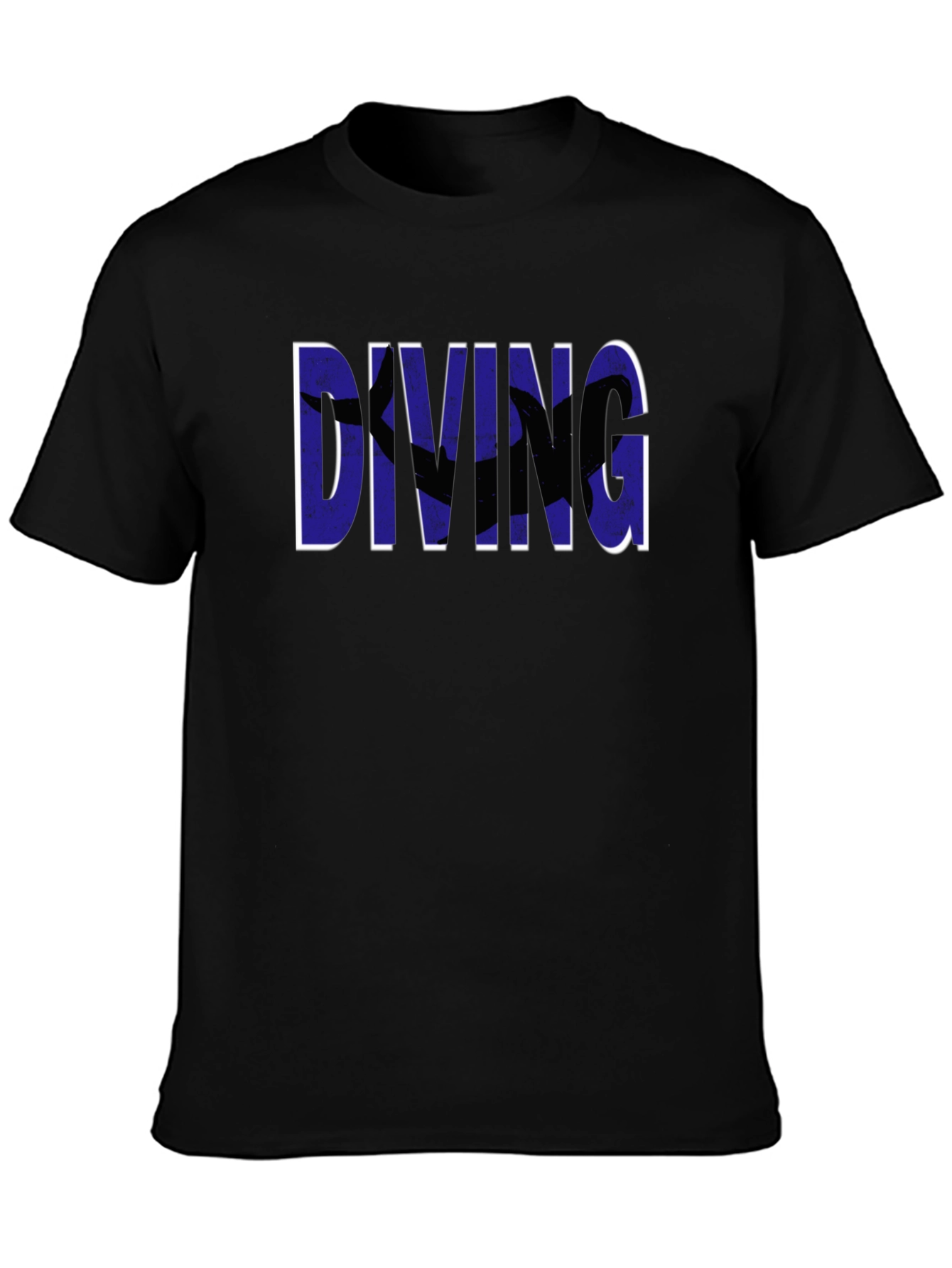 Diving Graphic Tee - Black Cotton T-Shirt
