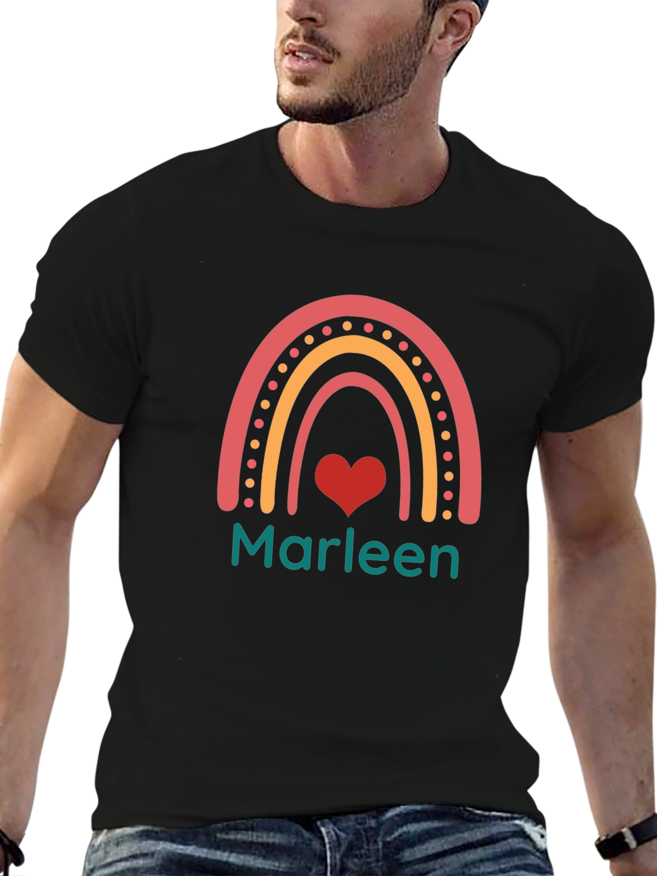 Marleen Rainbow Heart Tee - Trendy Personalized Shirt