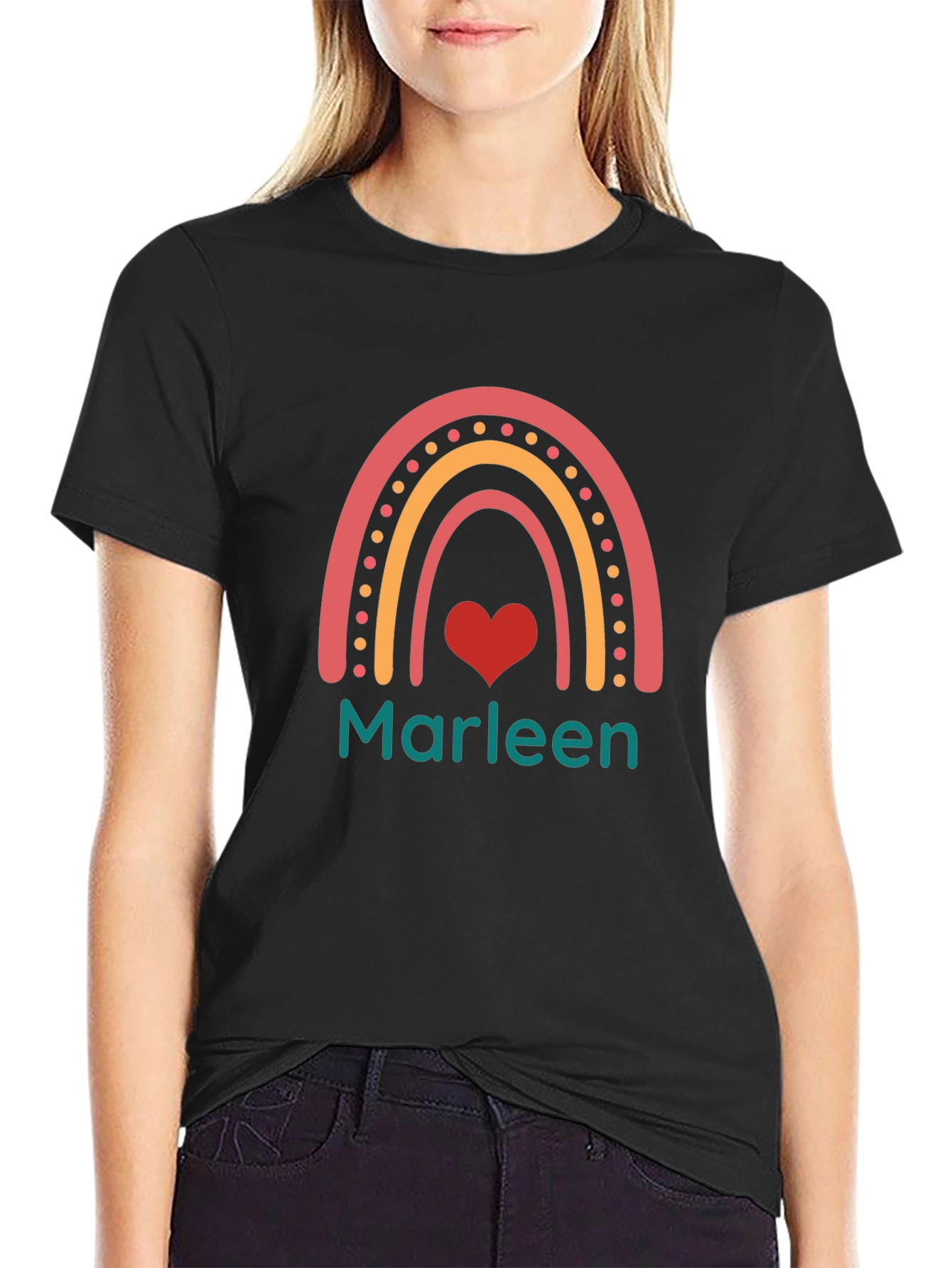 Marleen Rainbow Heart Tee - Trendy Personalized Shirt