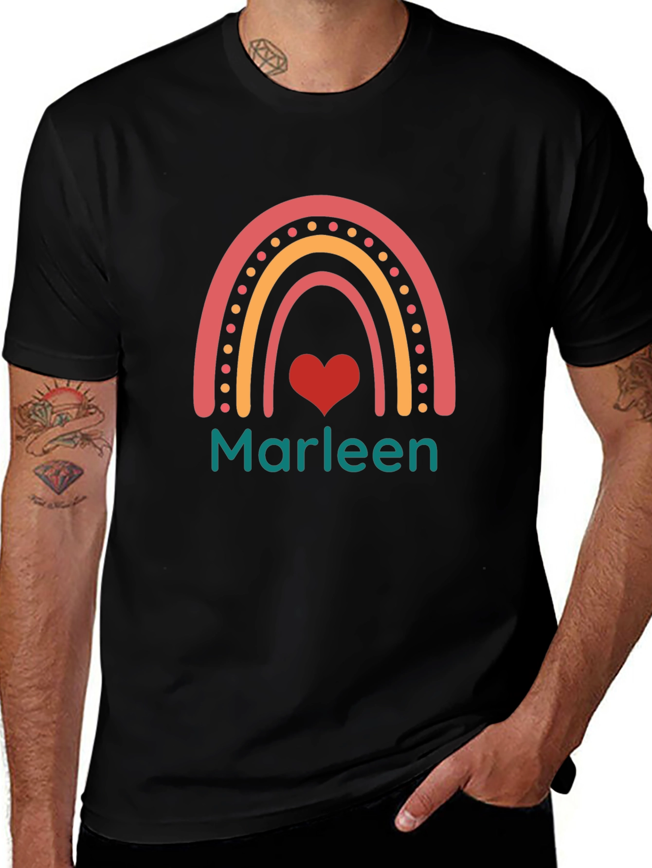 Marleen Rainbow Heart Tee - Trendy Personalized Shirt