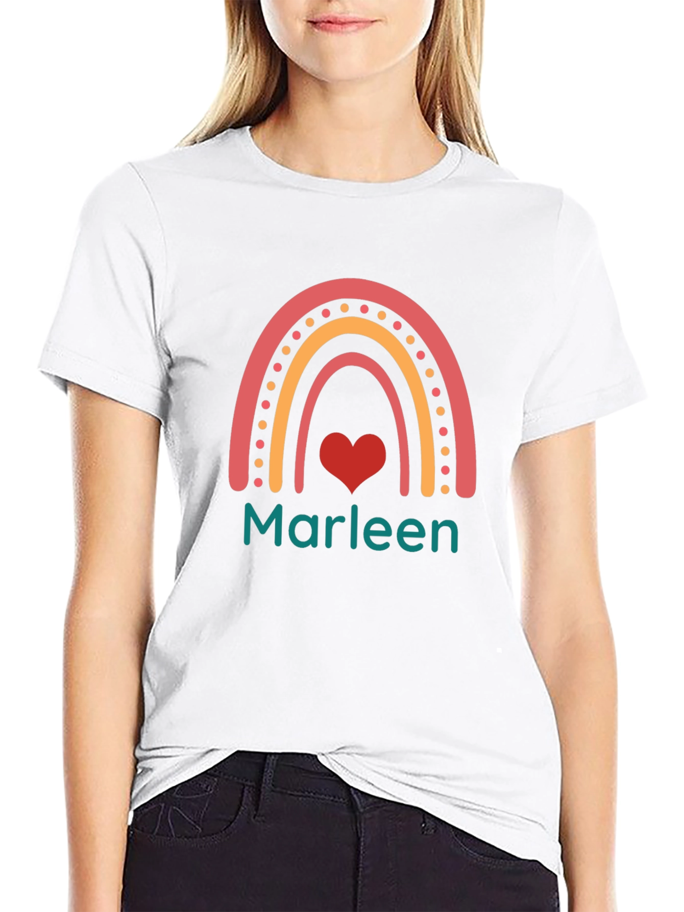 Marleen Rainbow Heart Tee - Trendy Personalized Shirt
