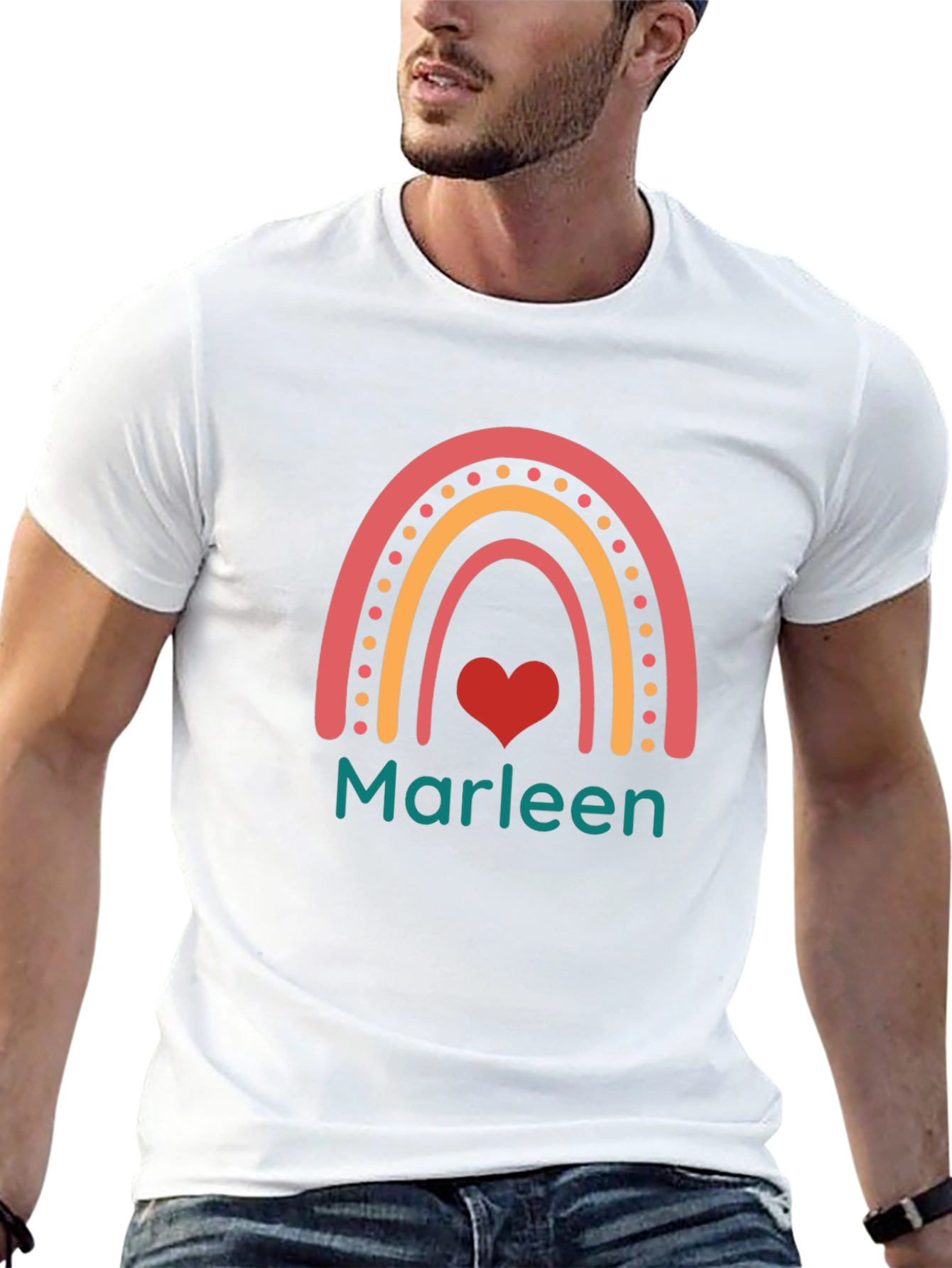Marleen Rainbow Heart Tee - Trendy Personalized Shirt