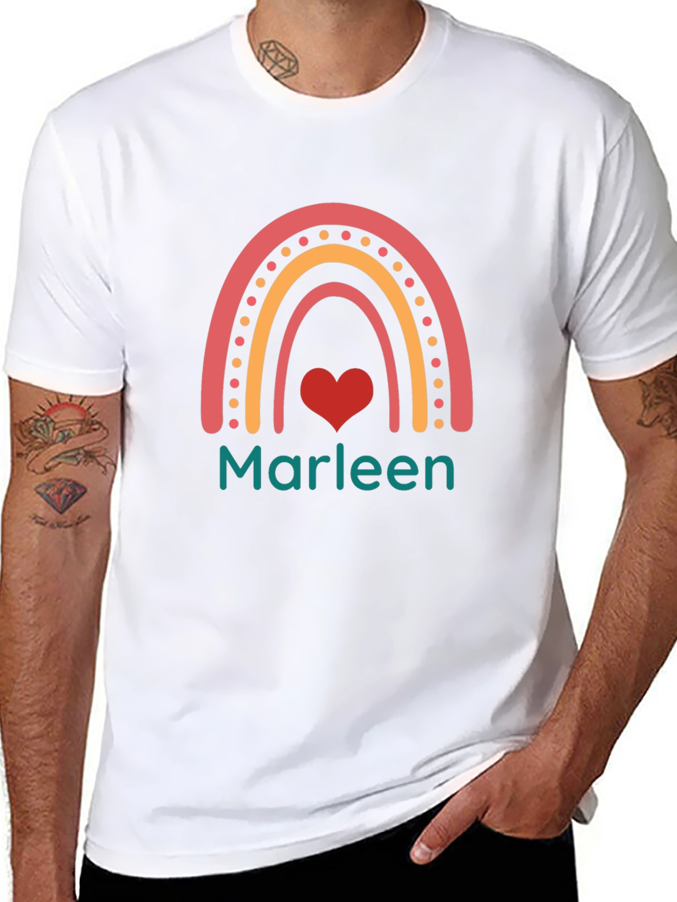 Marleen Rainbow Heart Tee - Trendy Personalized Shirt