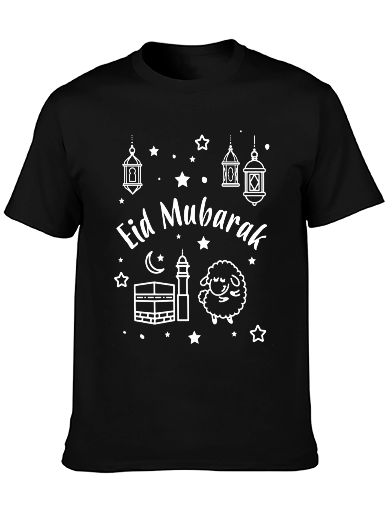 Eid Mubarak Graphic Tee - Black