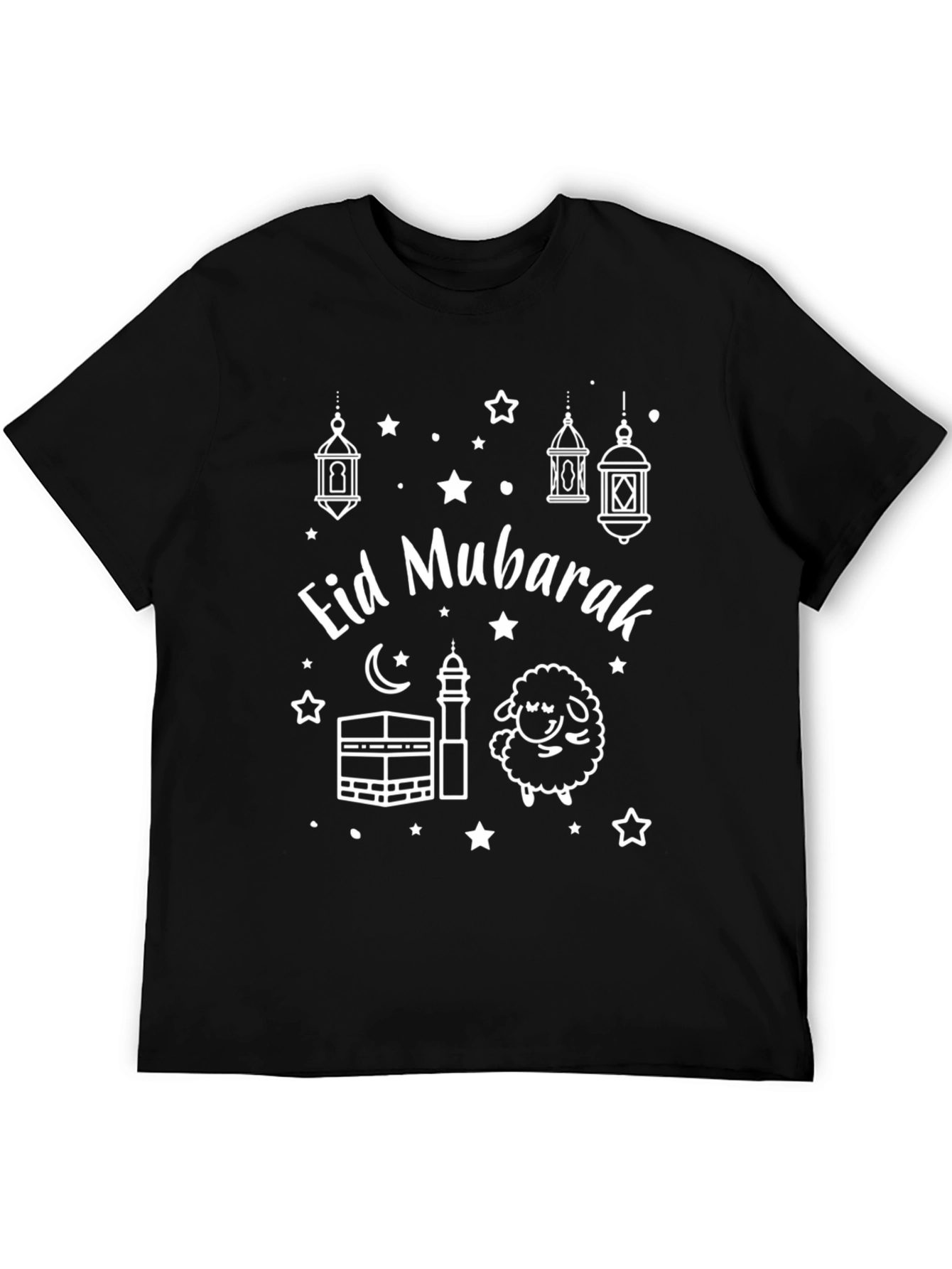 Eid Mubarak Graphic Tee - Black