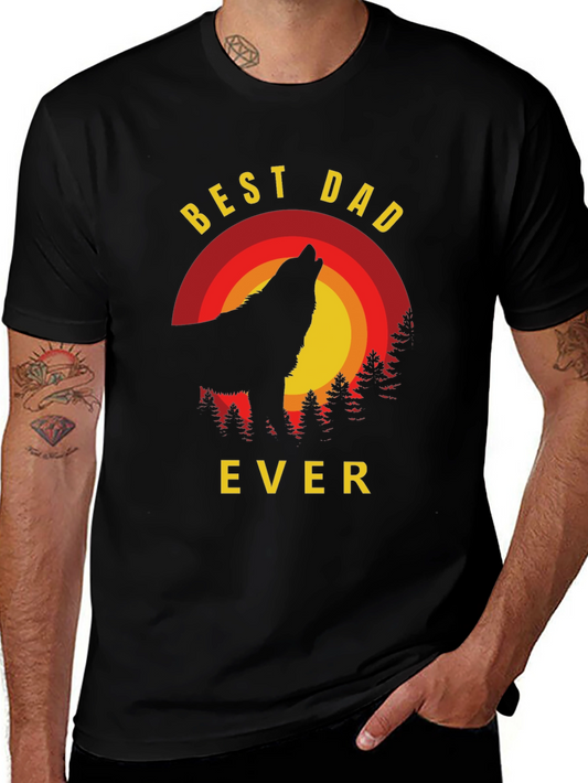 Best Dad Ever Wolf Graphic Tee - Fathers Day Gift