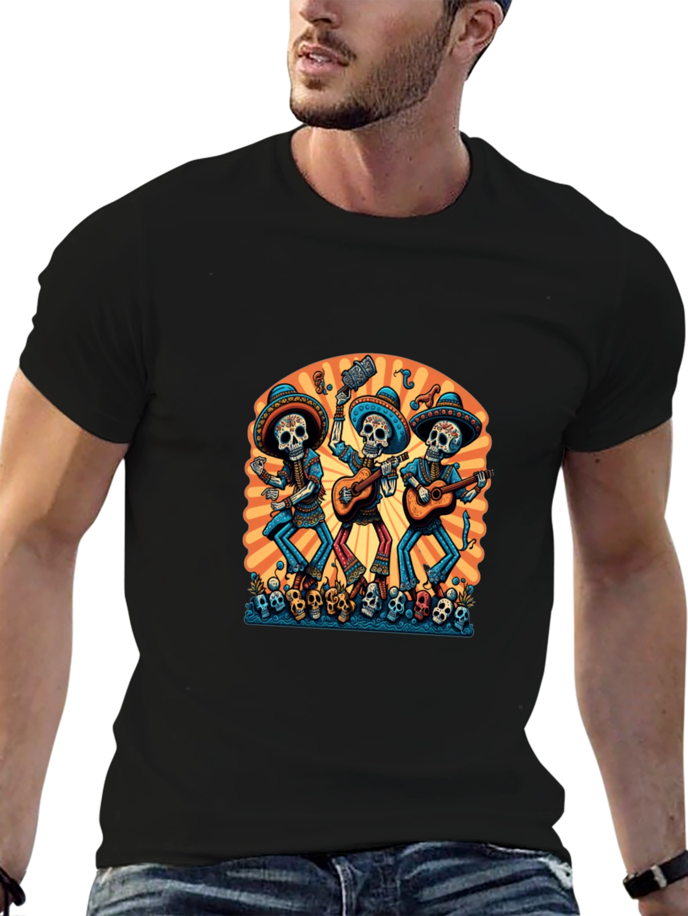 Day of the Dead Skeleton Band T-Shirt