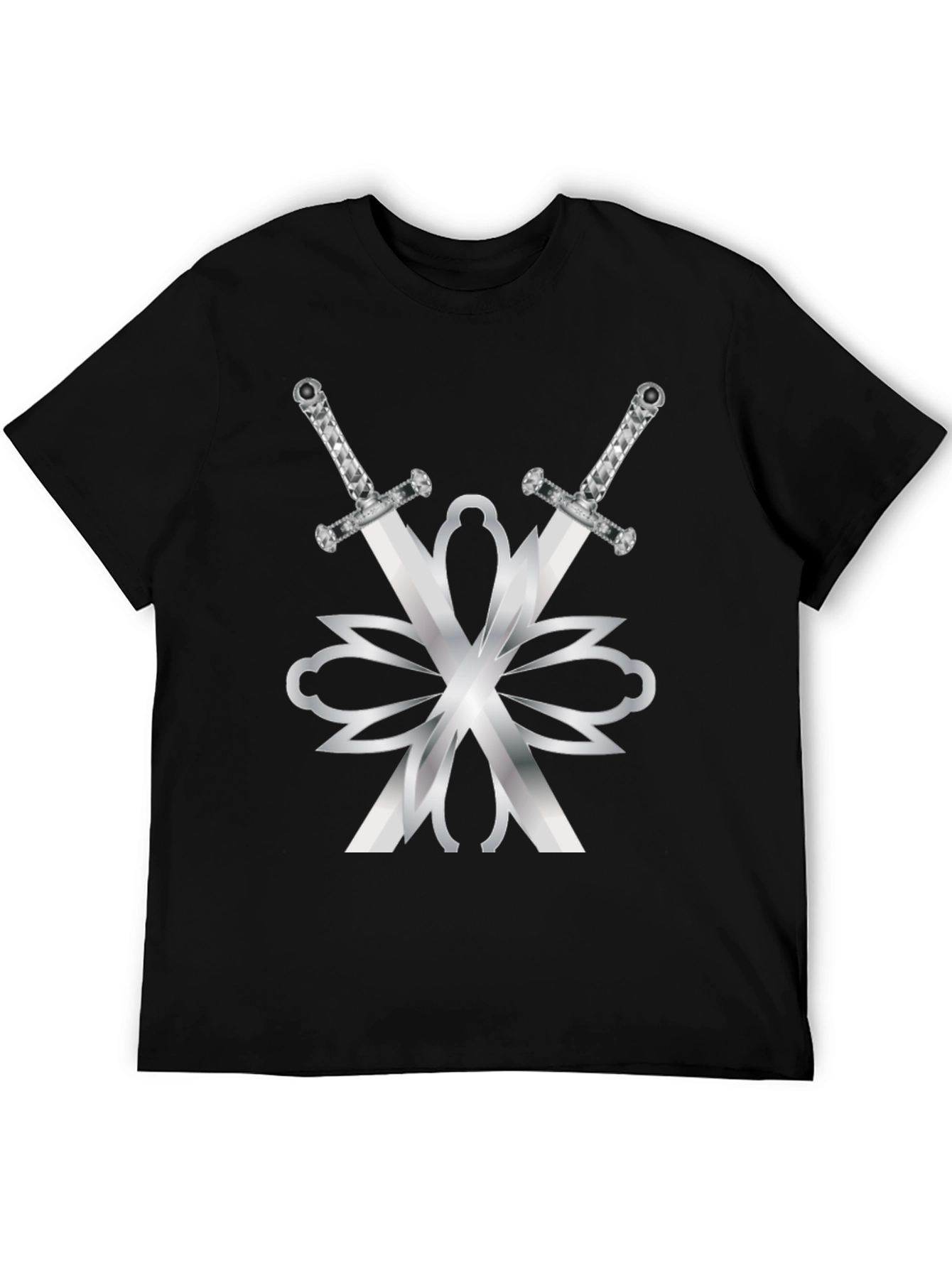 Swords & Silver Design Black T-Shirt