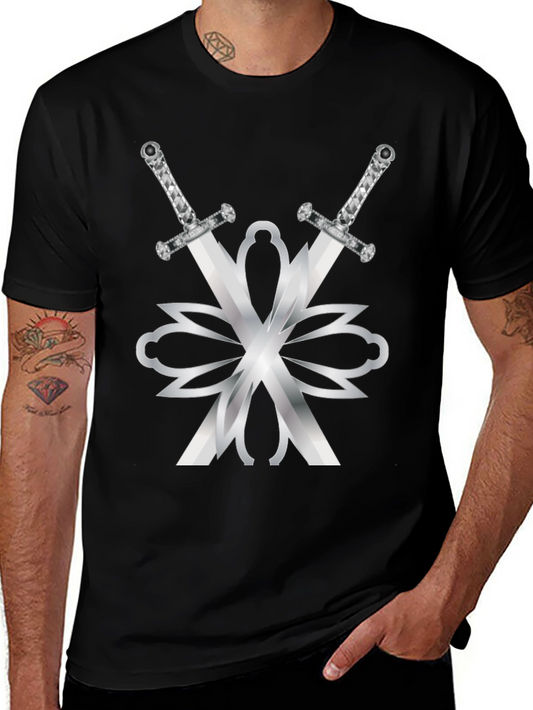 Swords & Silver Design Black T-Shirt