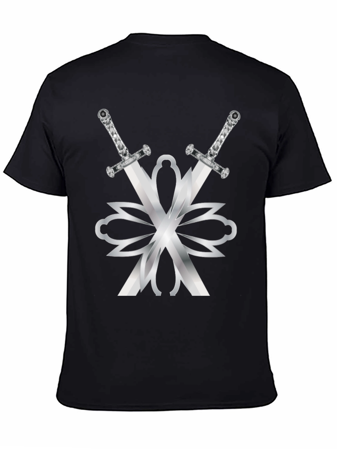 Swords & Silver Design Black T-Shirt