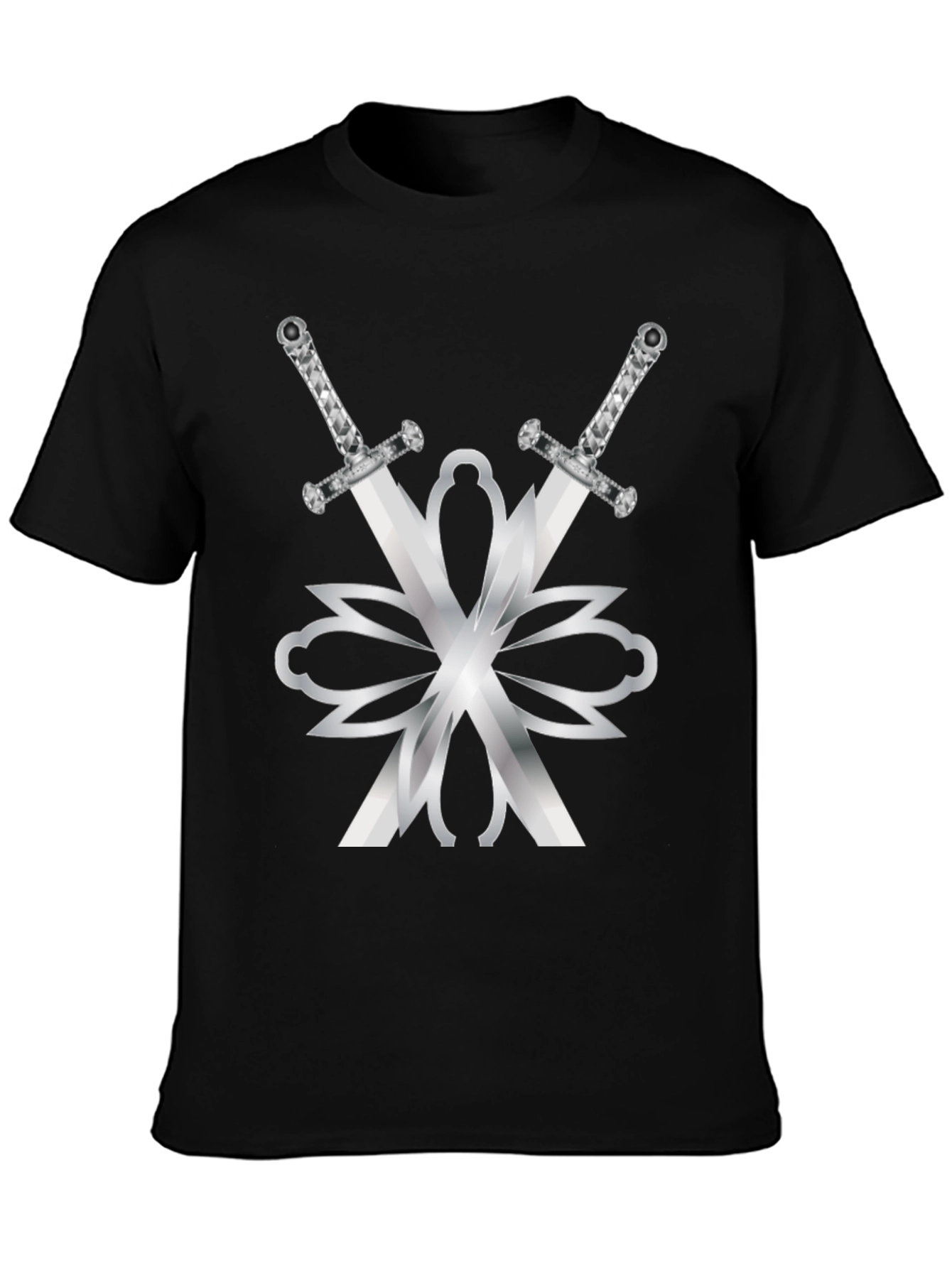 Swords & Silver Design Black T-Shirt