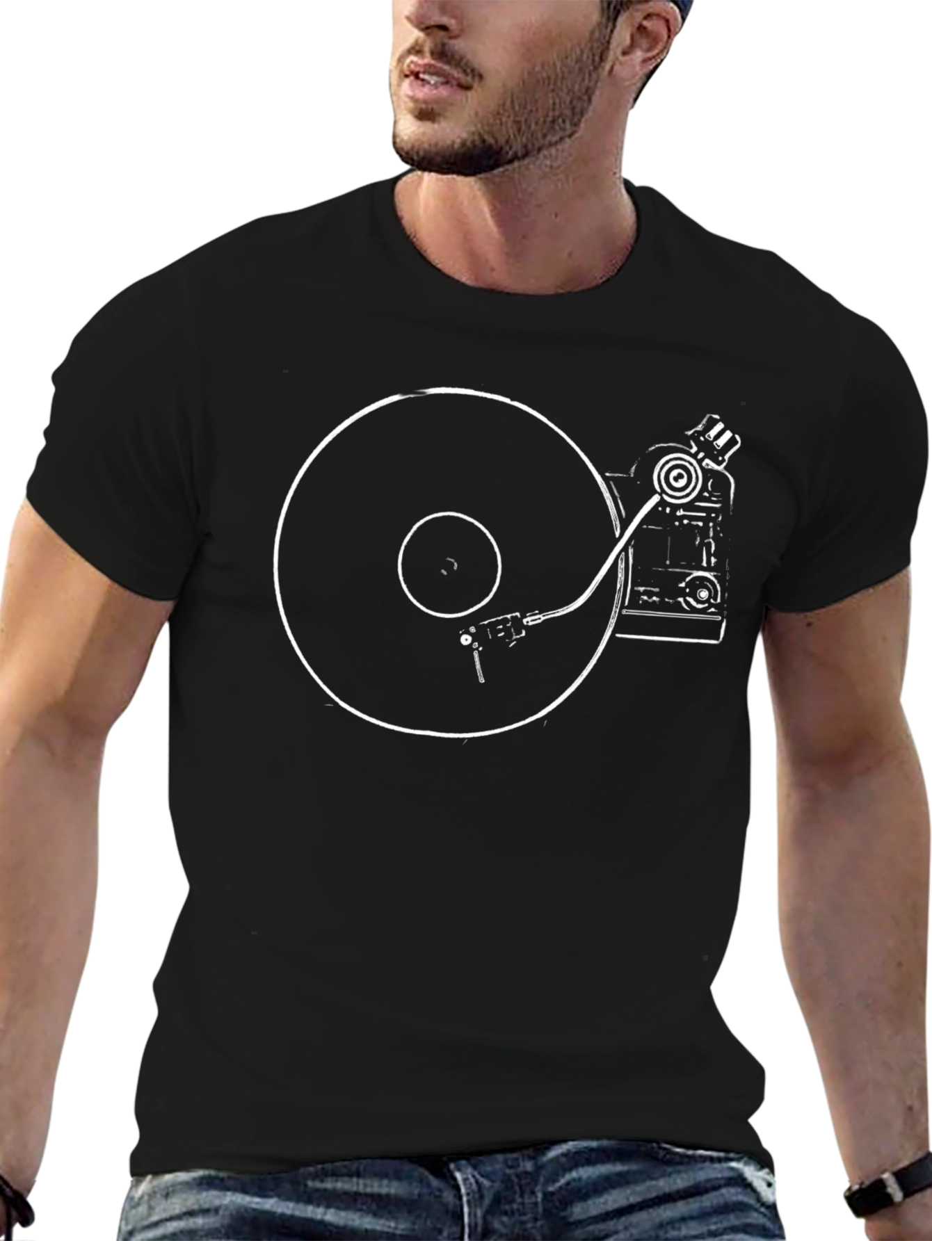 Turntable Graphic Tee - Retro DJ Music Shirt