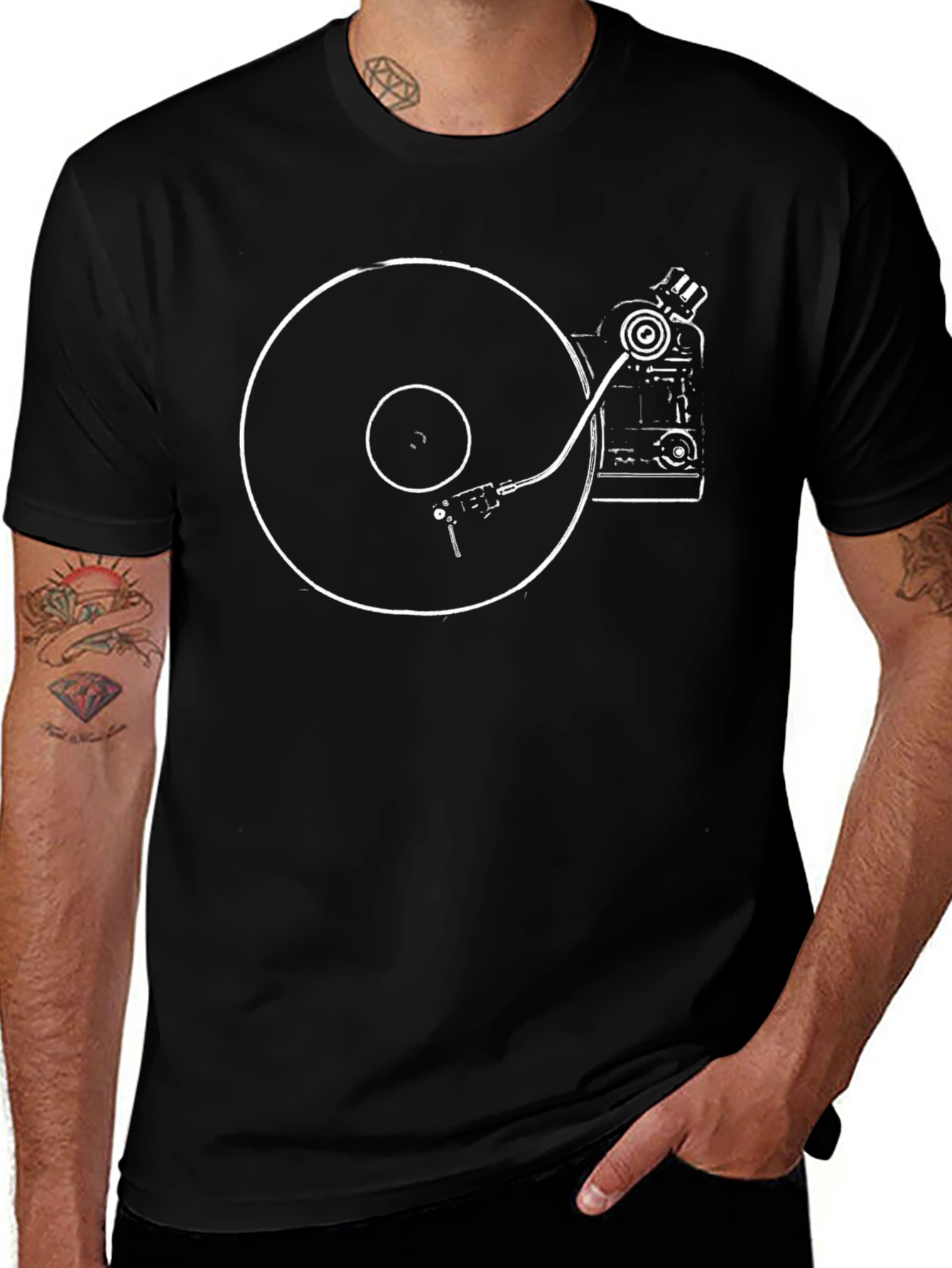 Turntable Graphic Tee - Retro DJ Music Shirt