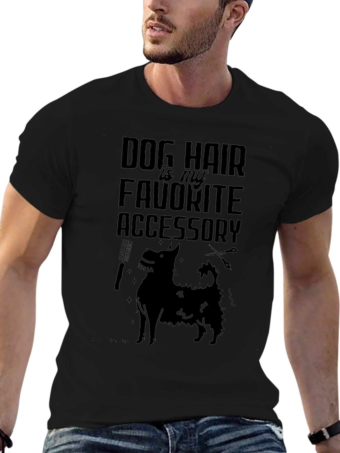 Dog Hair Favorite Accessory Black T-Shirt