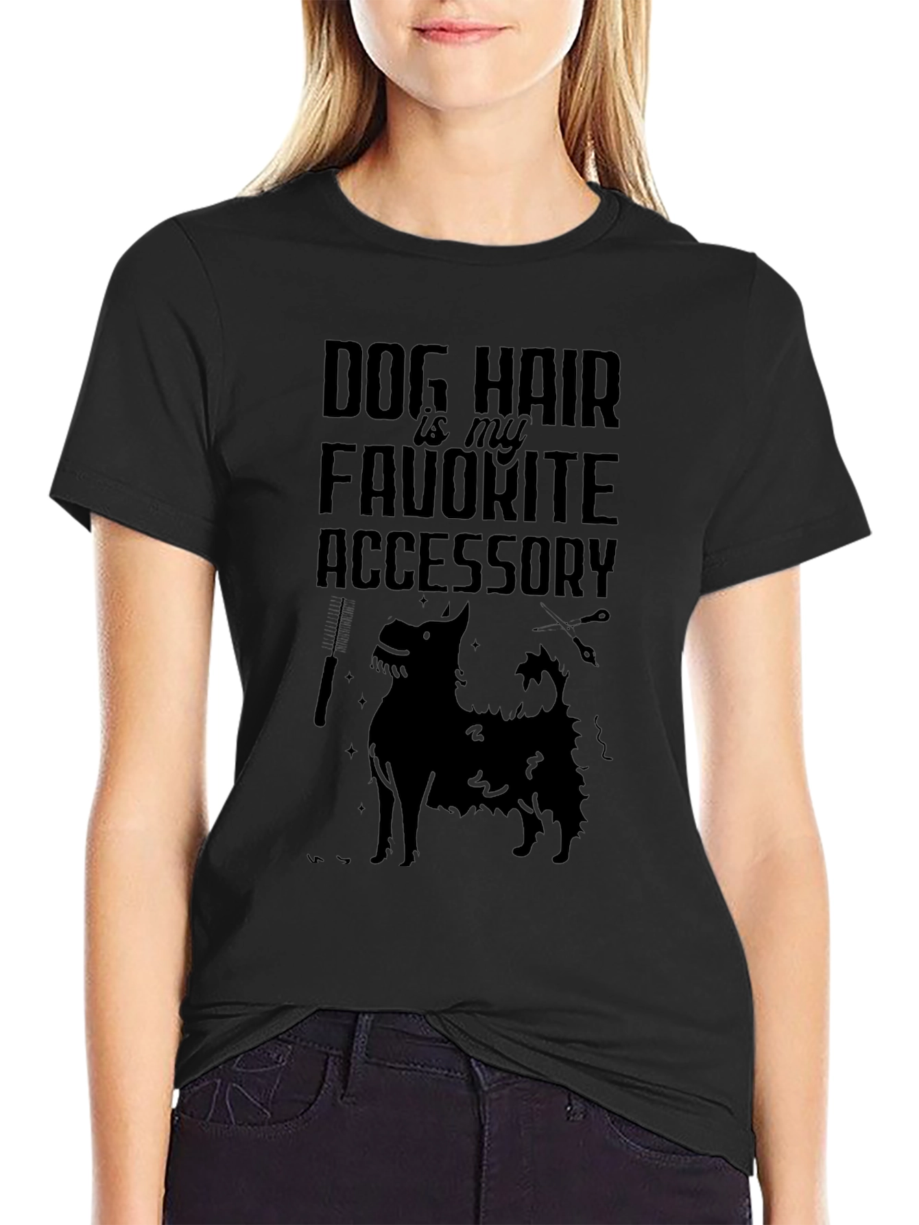 Dog Hair Favorite Accessory Black T-Shirt