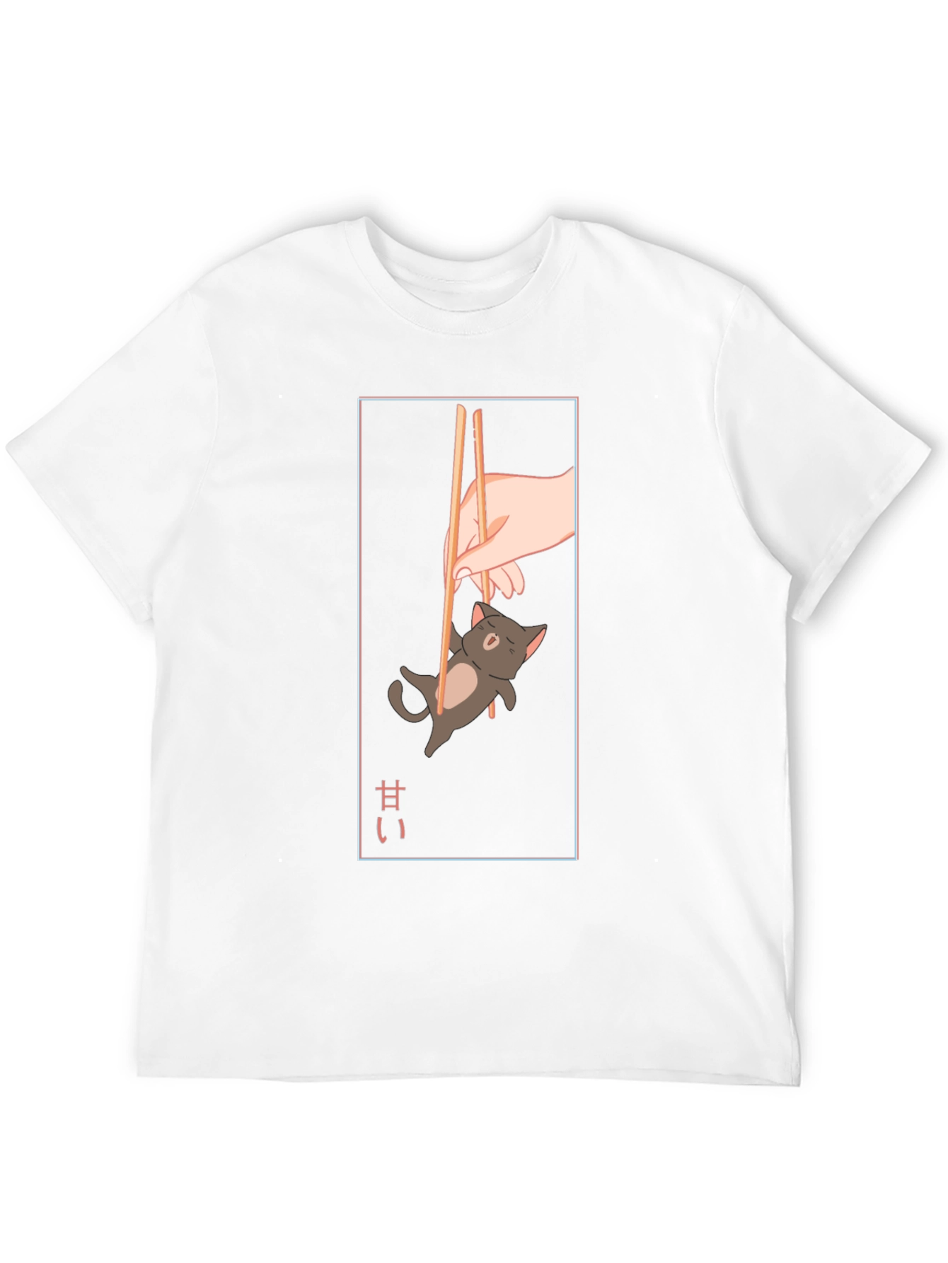 Cute Cat Chopsticks Graphic T-Shirt