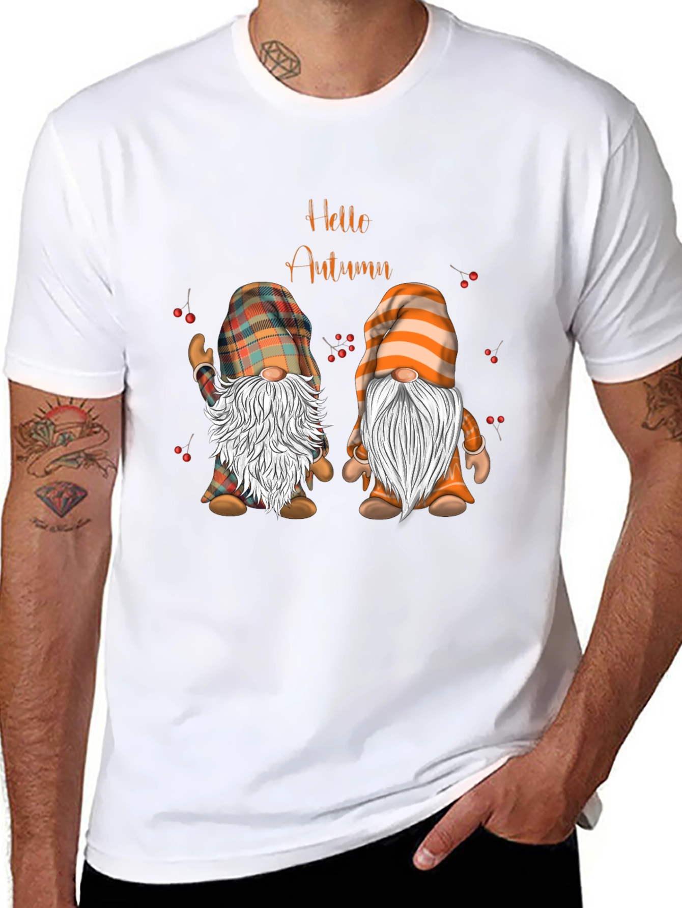 Hello Autumn Gnomes Black T-Shirt