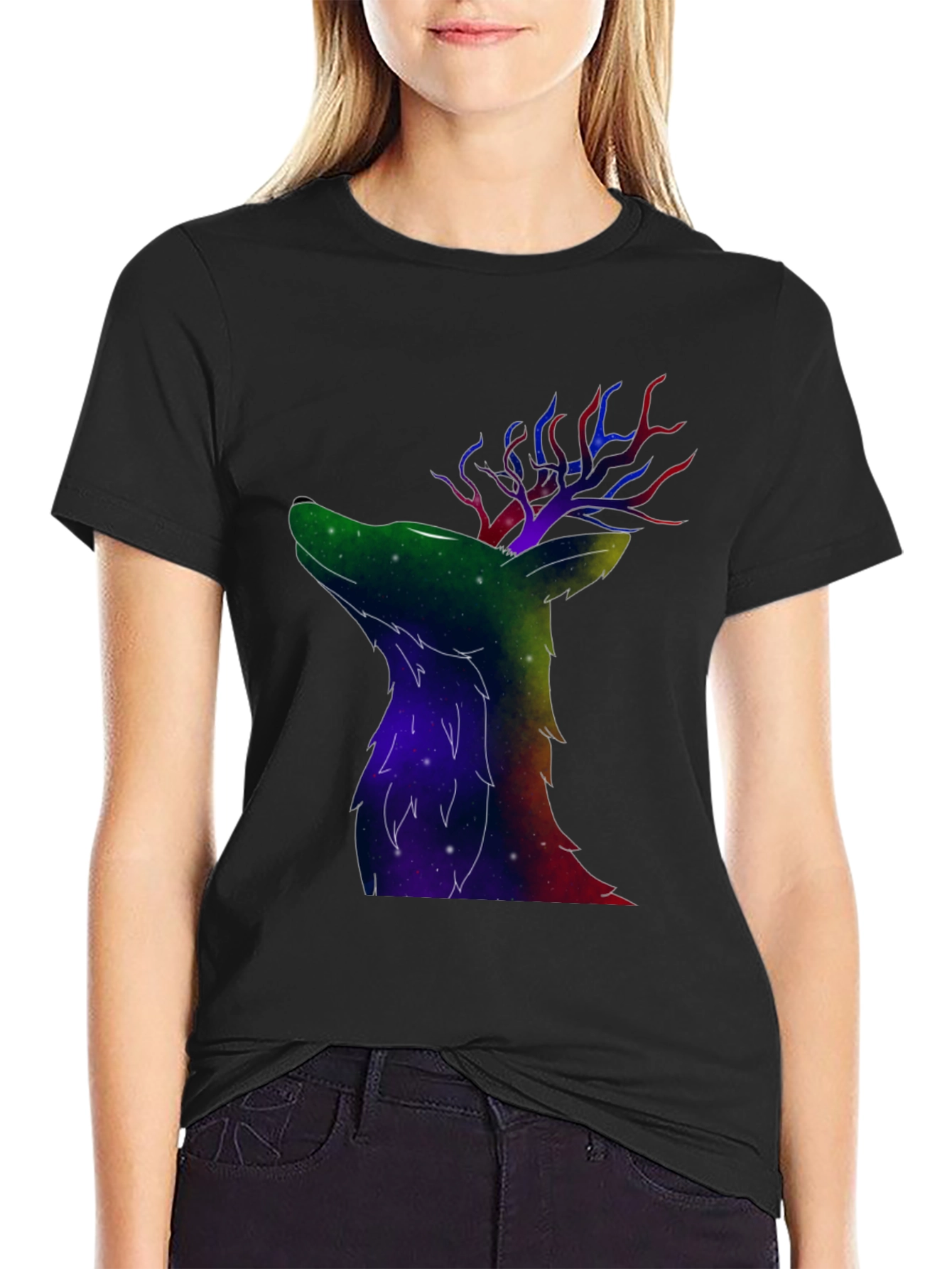 Galaxy Deer Graphic T-Shirt