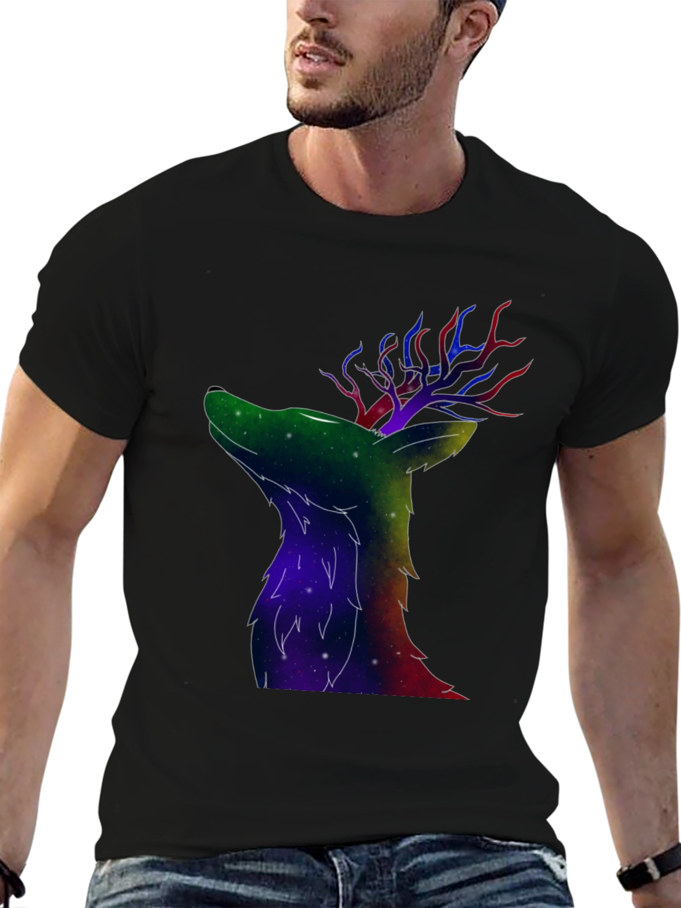 Galaxy Deer Graphic T-Shirt