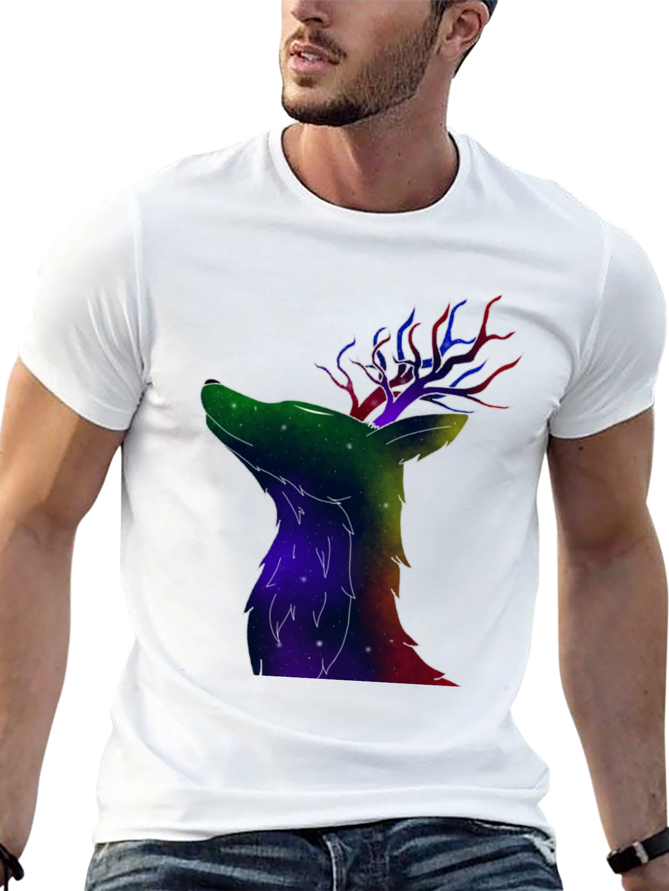 Galaxy Deer Graphic T-Shirt