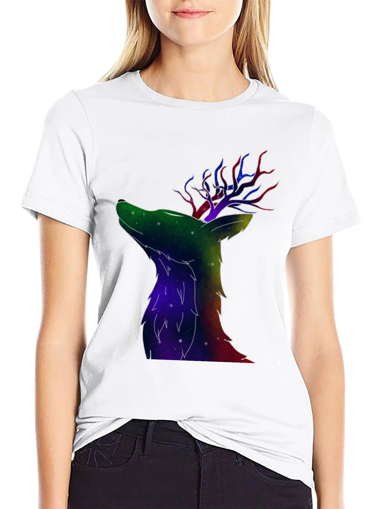 Galaxy Deer Graphic T-Shirt