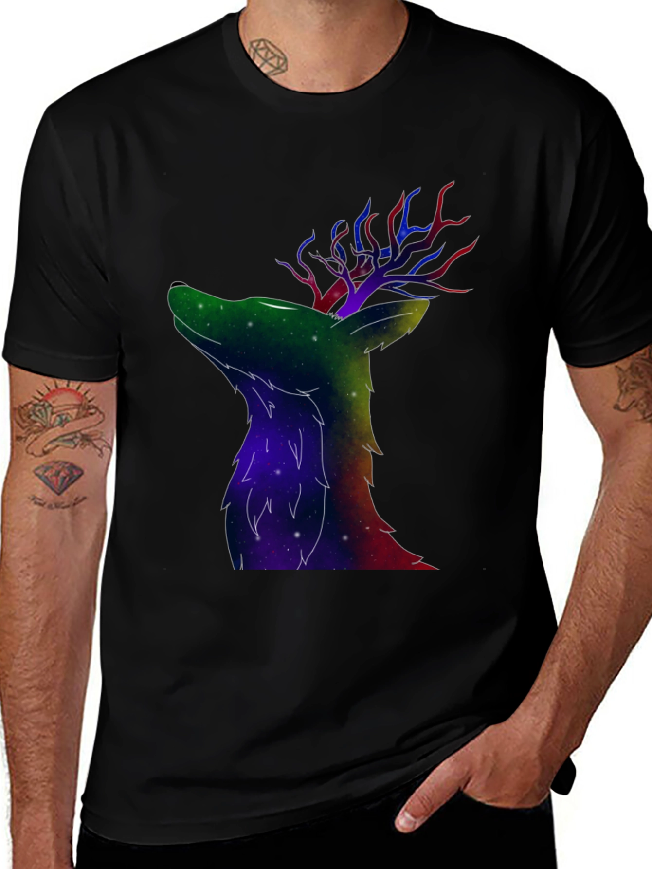 Galaxy Deer Graphic T-Shirt