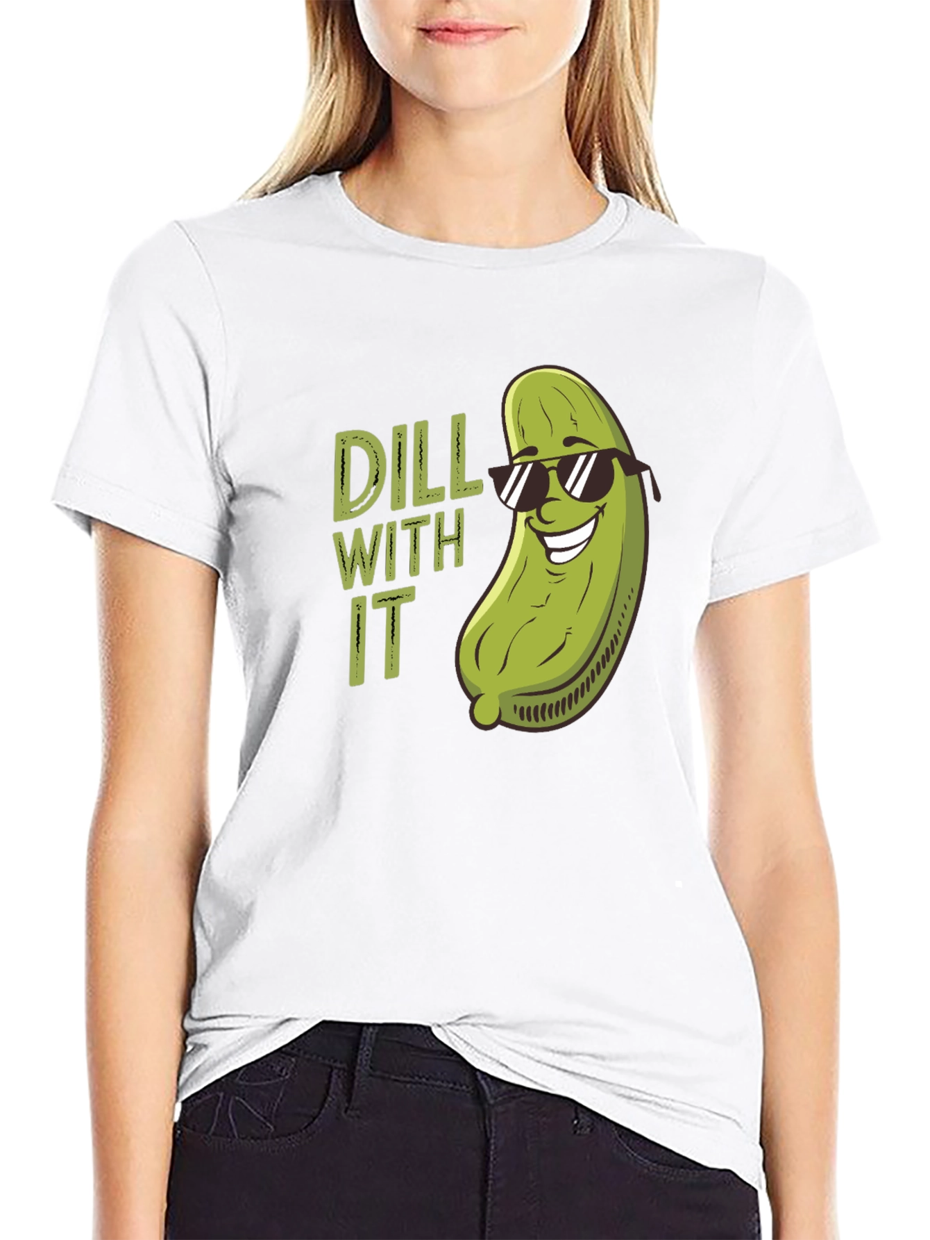 Dill With It Funny Pickle Pun T-Shirt