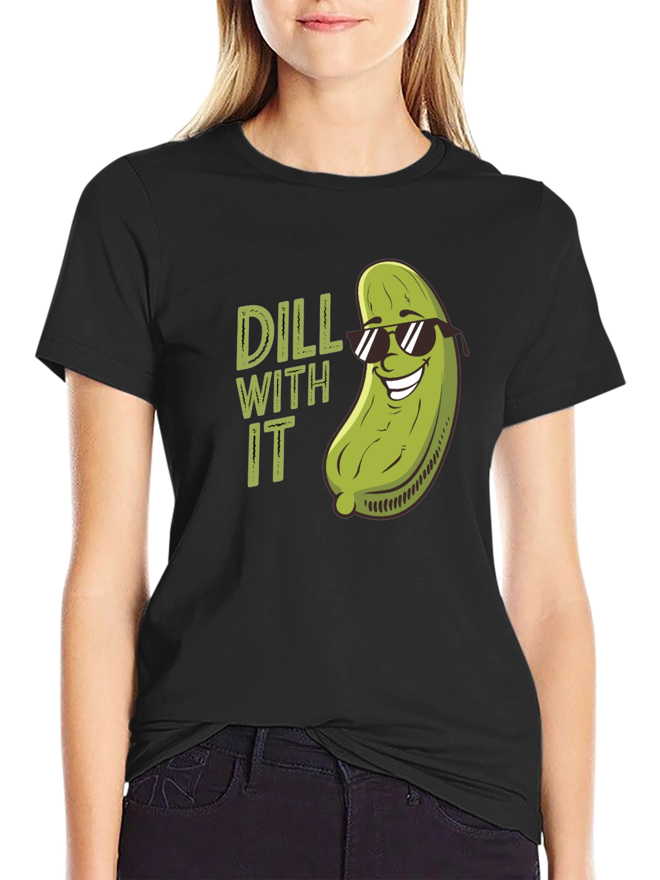 Dill With It Funny Pickle Pun T-Shirt