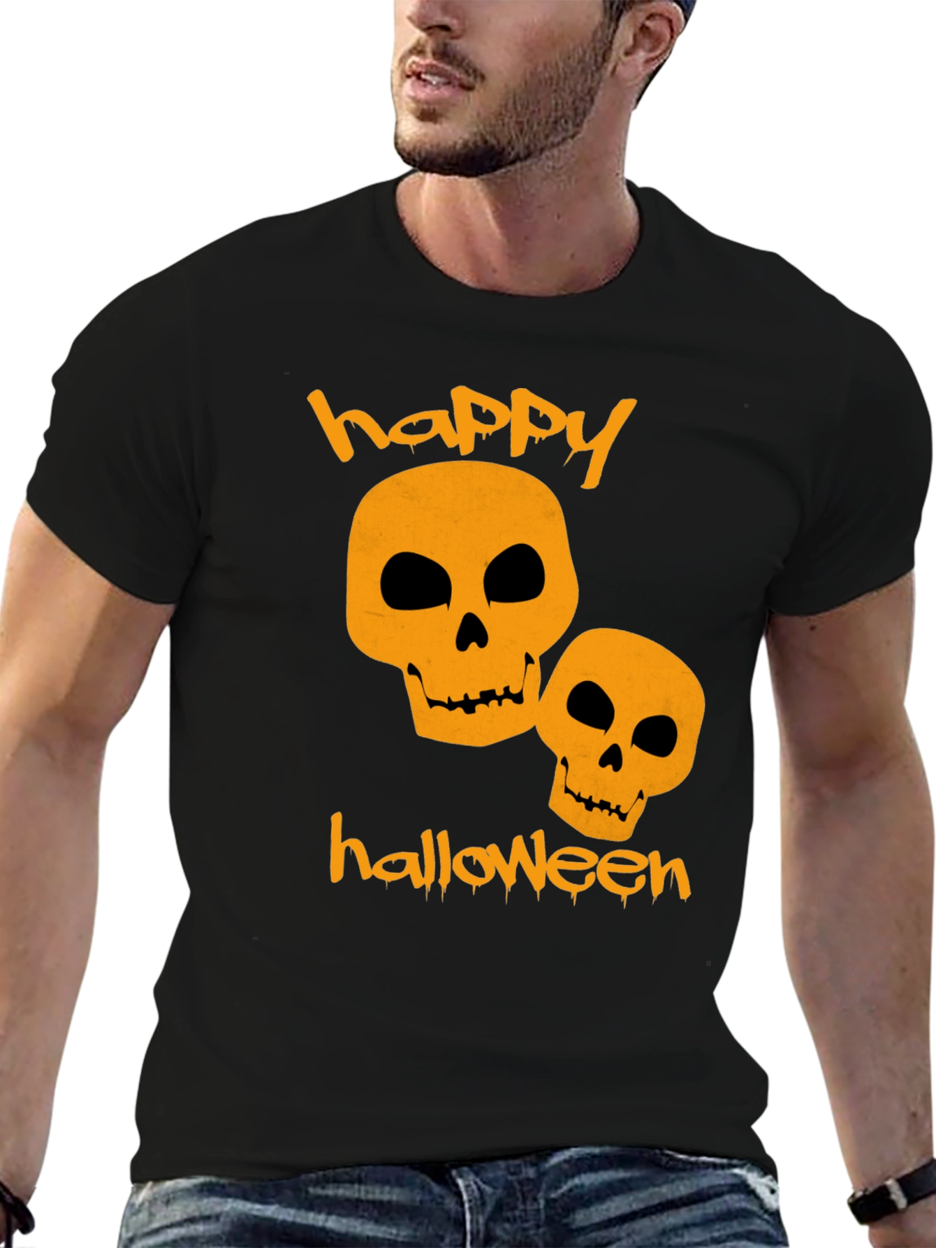 Happy Halloween Skulls Black T-Shirt