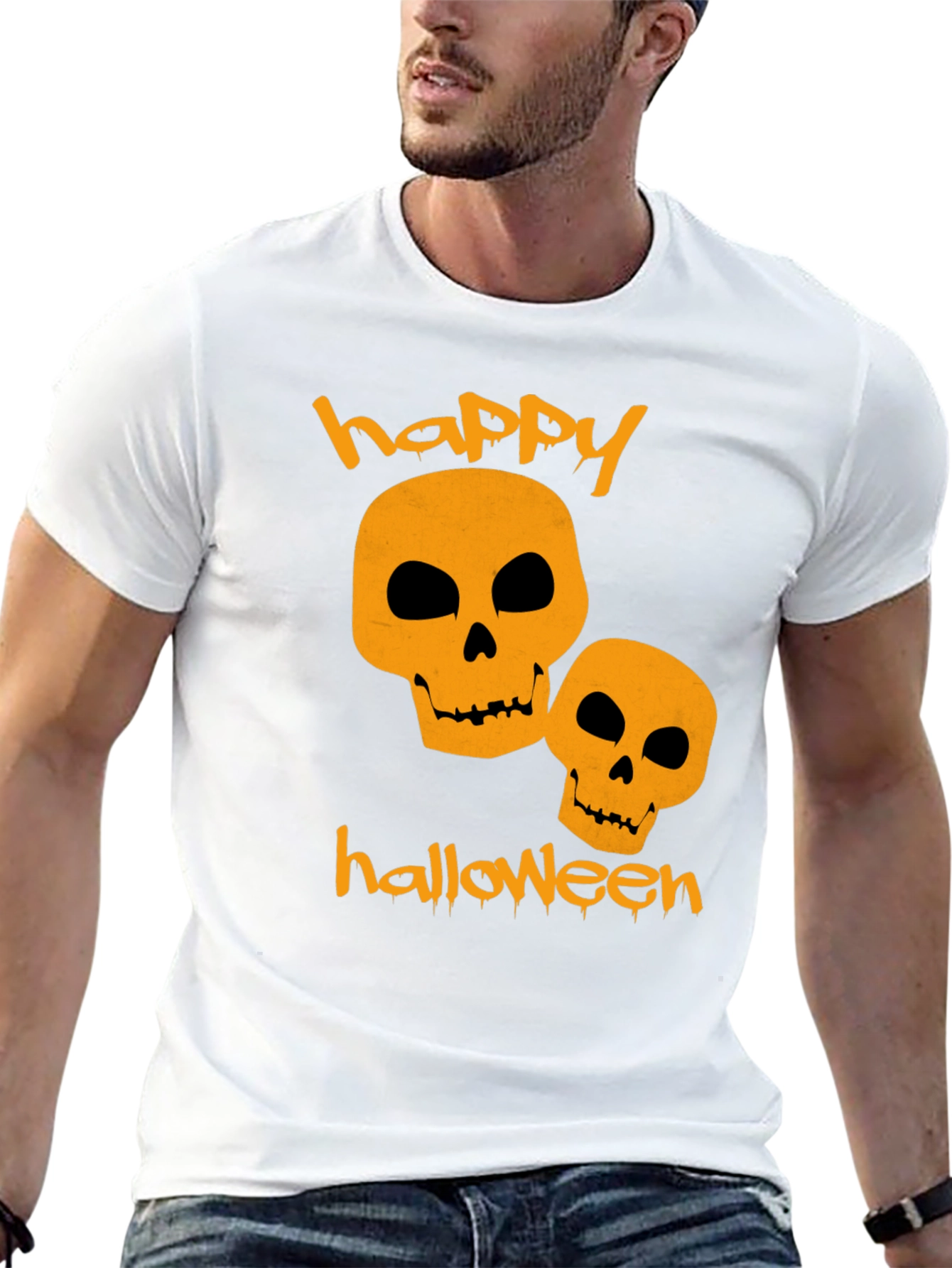 Happy Halloween Skulls Black T-Shirt