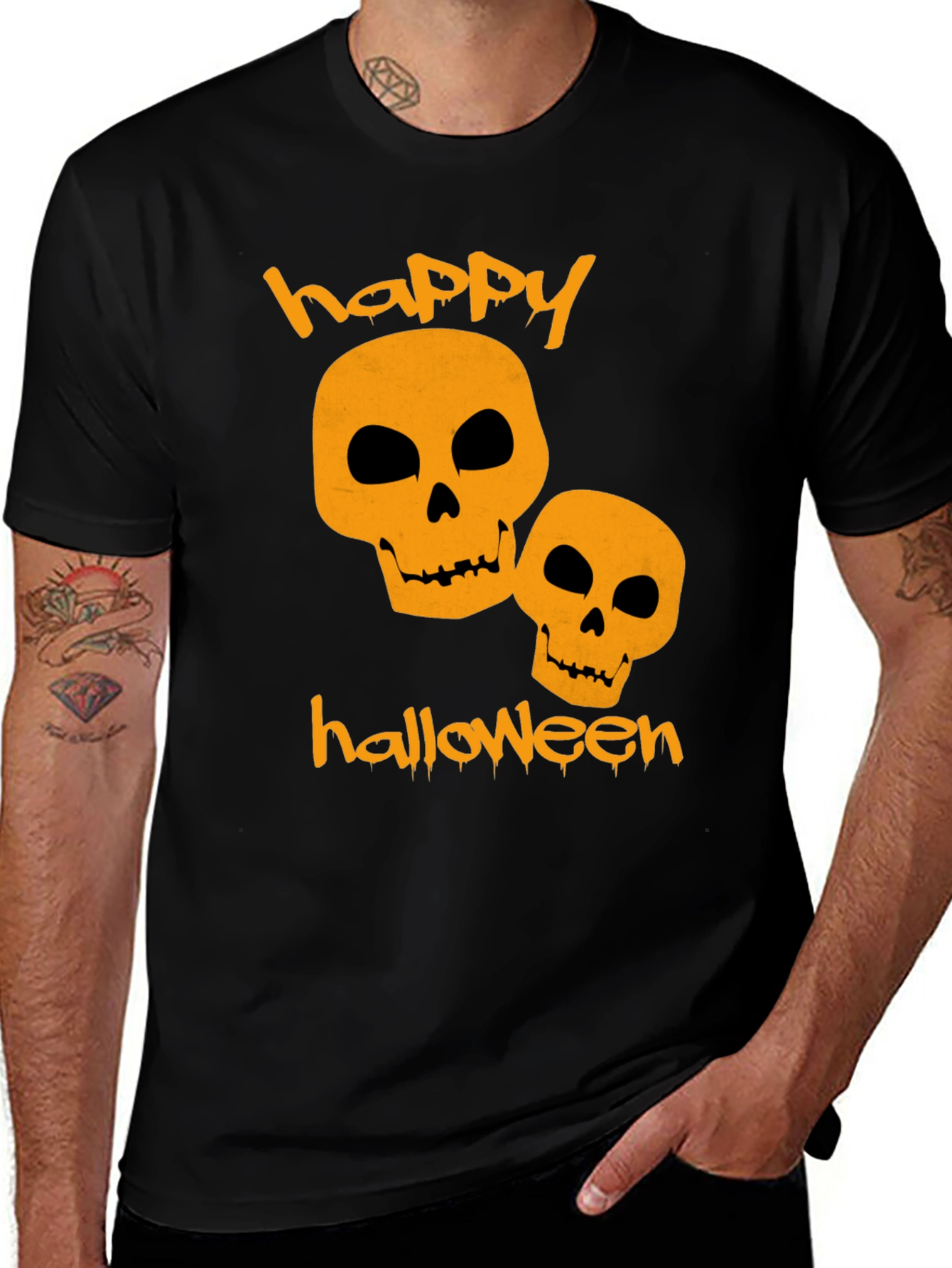 Happy Halloween Skulls Black T-Shirt
