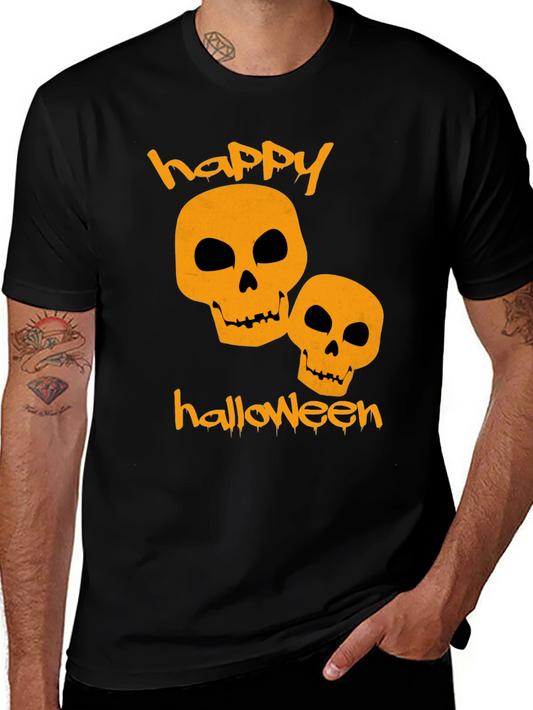 Happy Halloween Skulls Black T-Shirt
