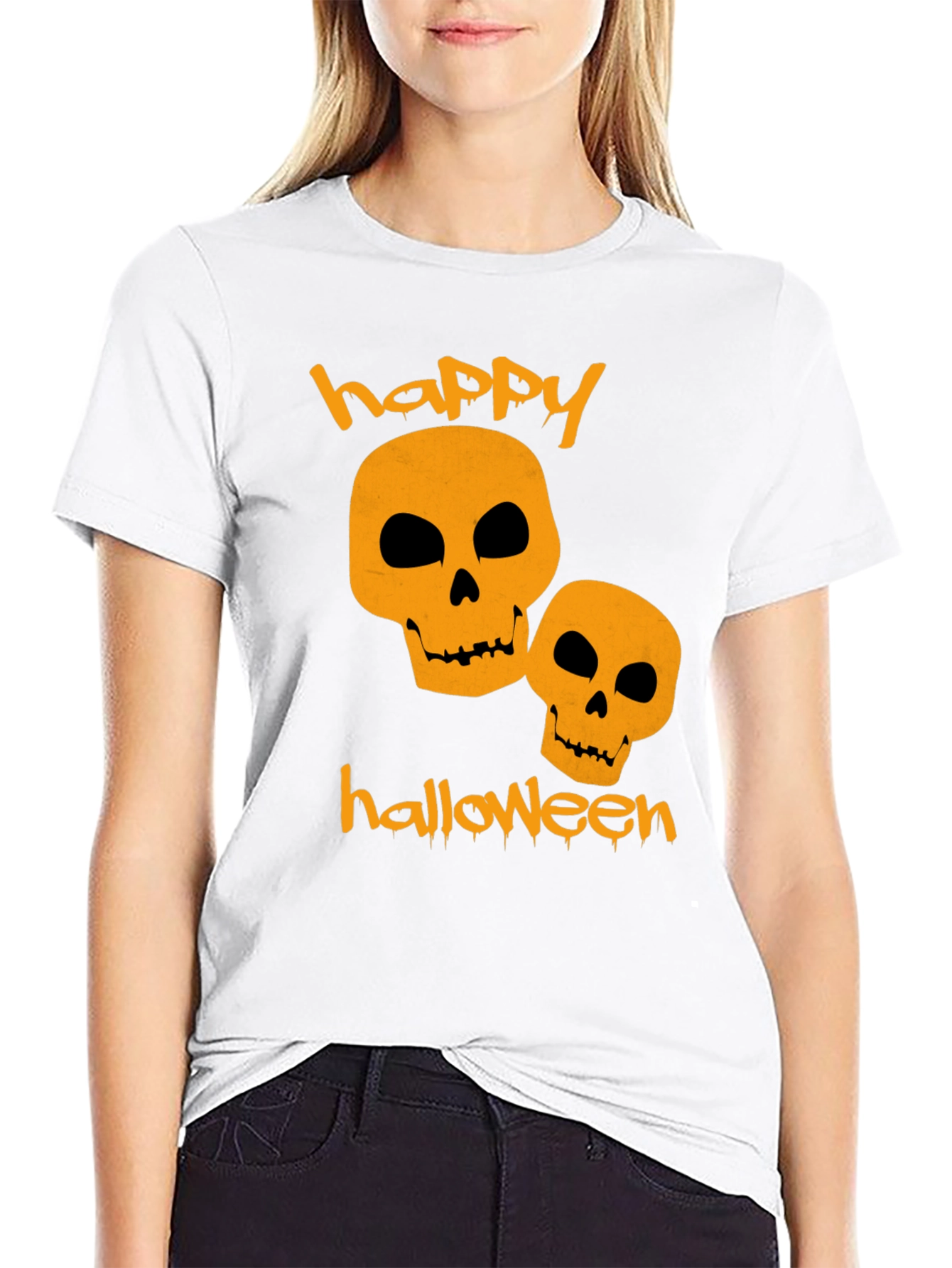 Happy Halloween Skulls Black T-Shirt