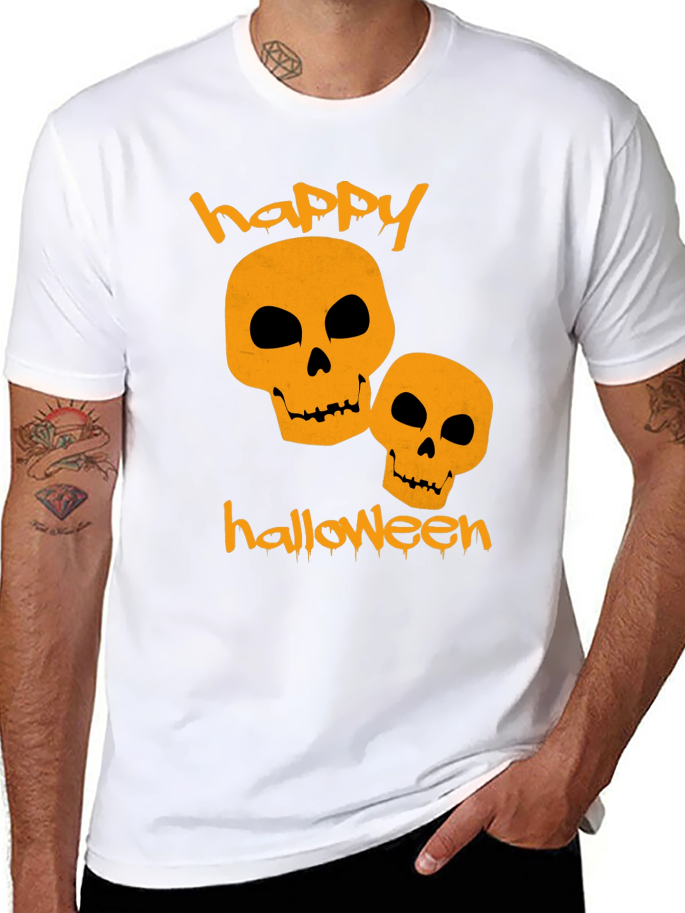 Happy Halloween Skulls Black T-Shirt