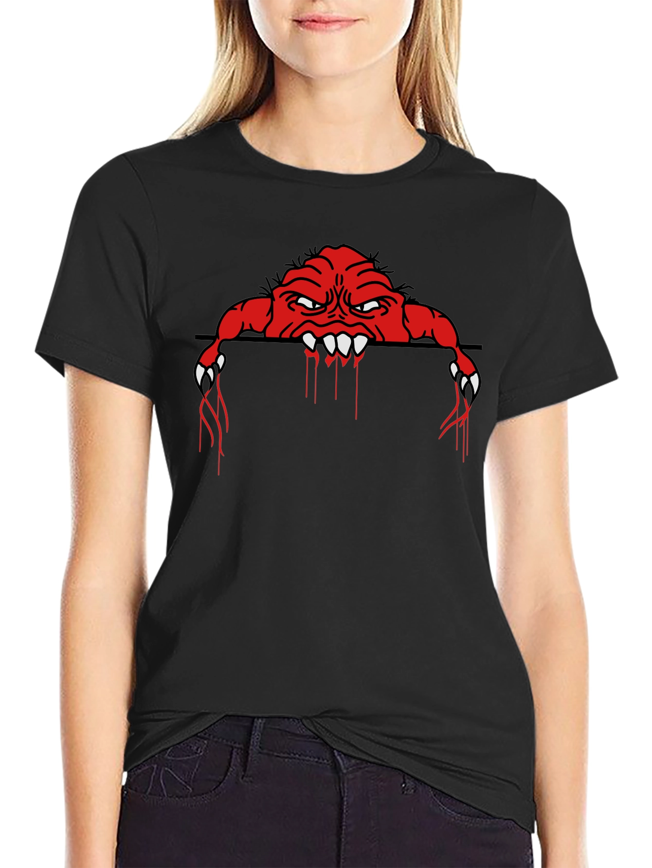 Monster Graphic Print Black T-Shirt