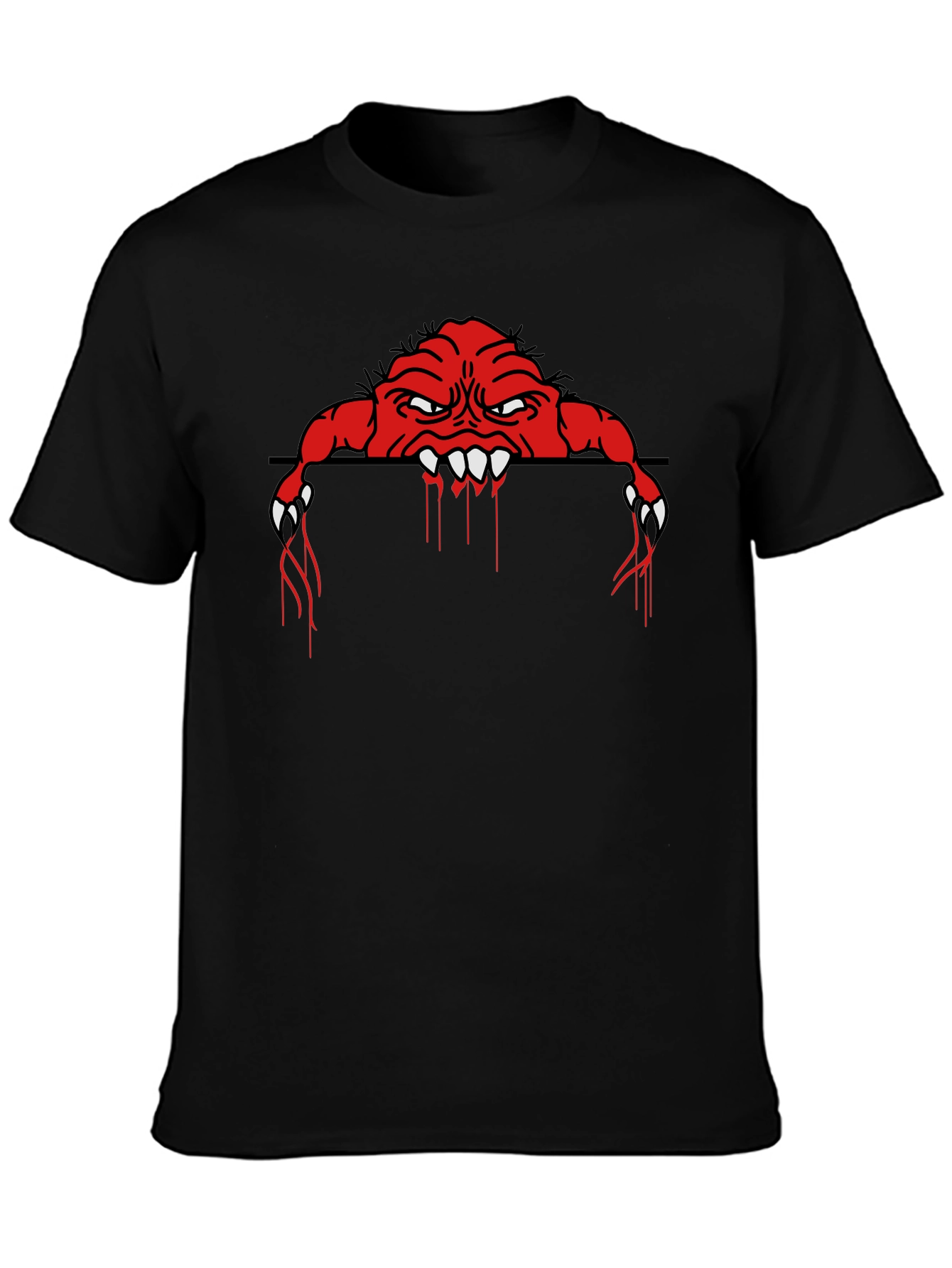 Monster Graphic Print Black T-Shirt