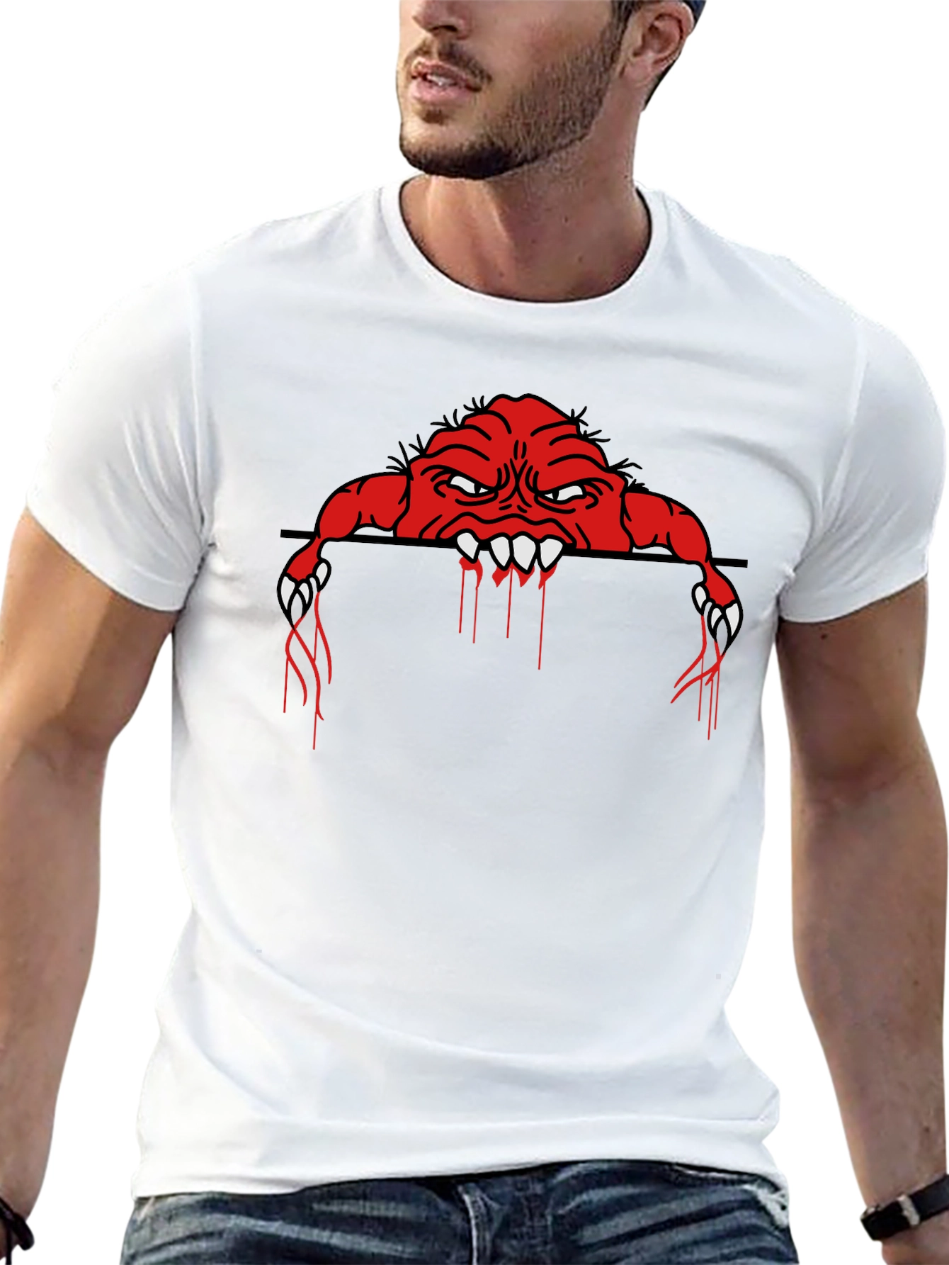 Monster Graphic Print Black T-Shirt