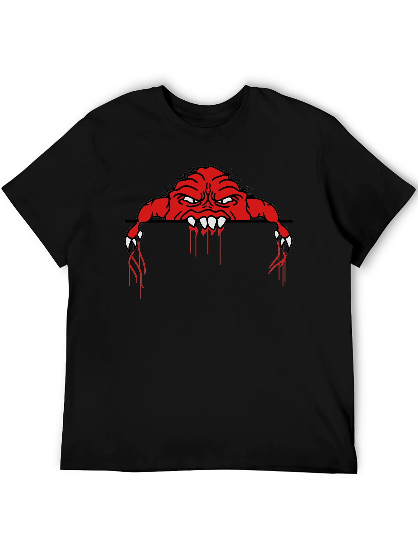 Monster Graphic Print Black T-Shirt