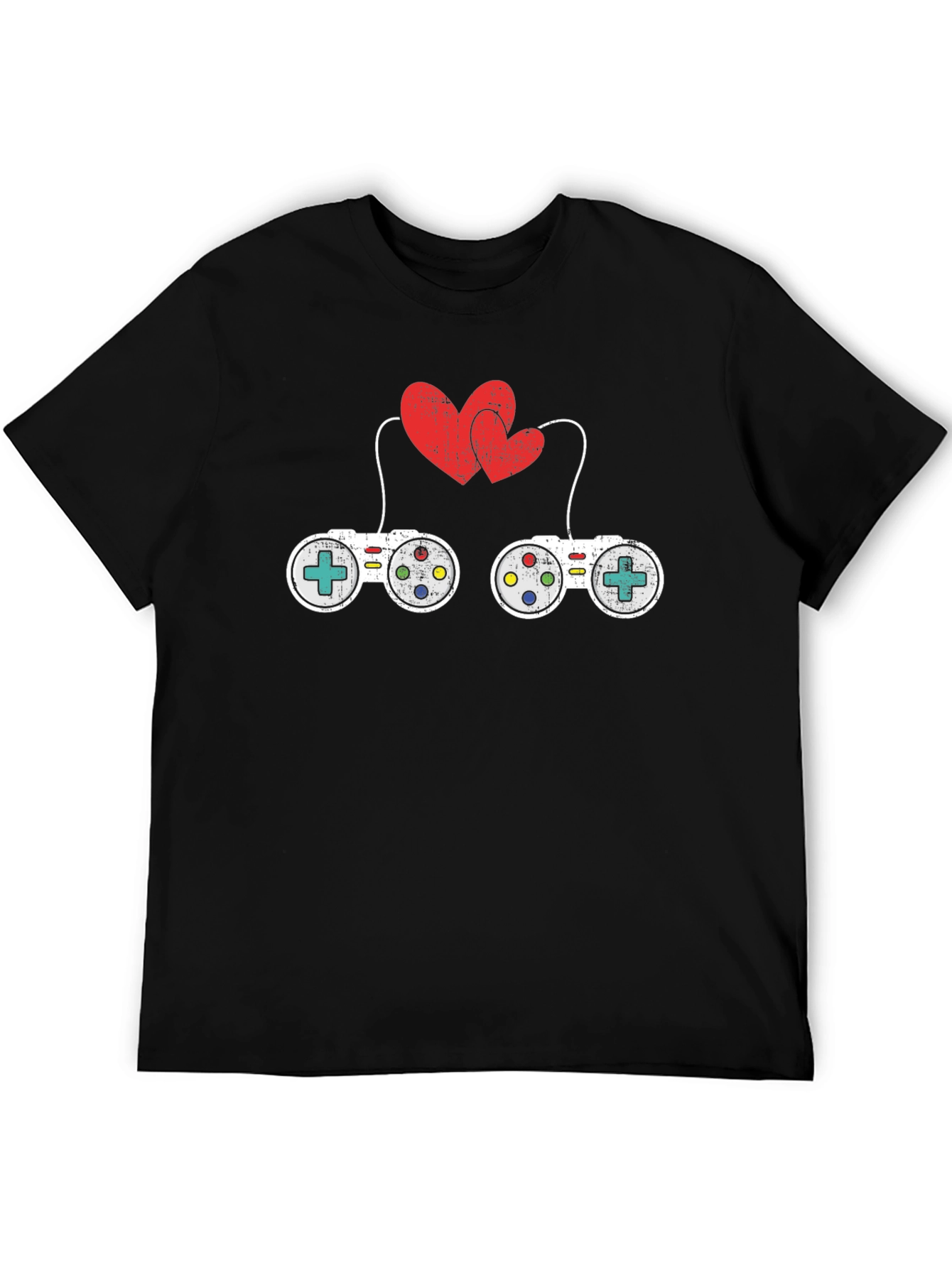 Gamer Love T-Shirt: Controllers & Hearts Graphic Tee