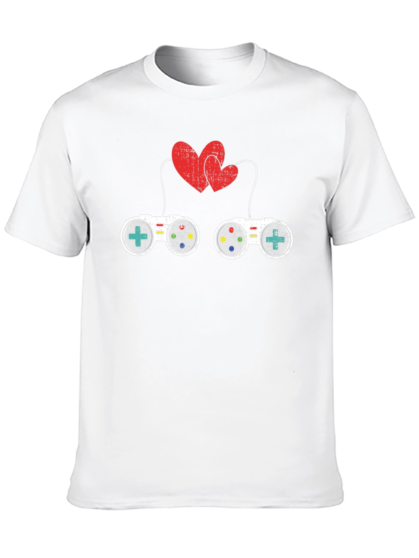 Gamer Love T-Shirt: Controllers & Hearts Graphic Tee