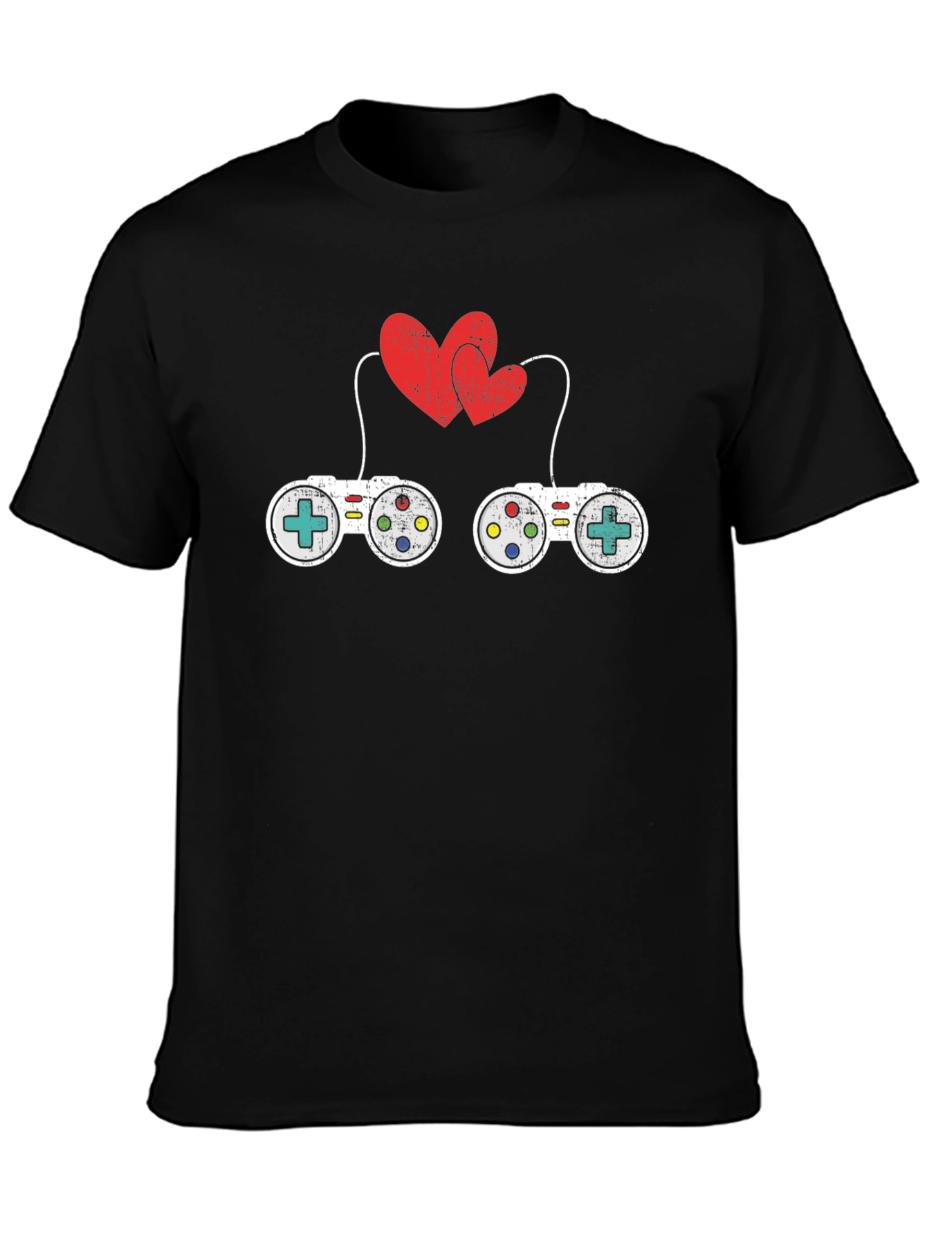 Gamer Love T-Shirt: Controllers & Hearts Graphic Tee