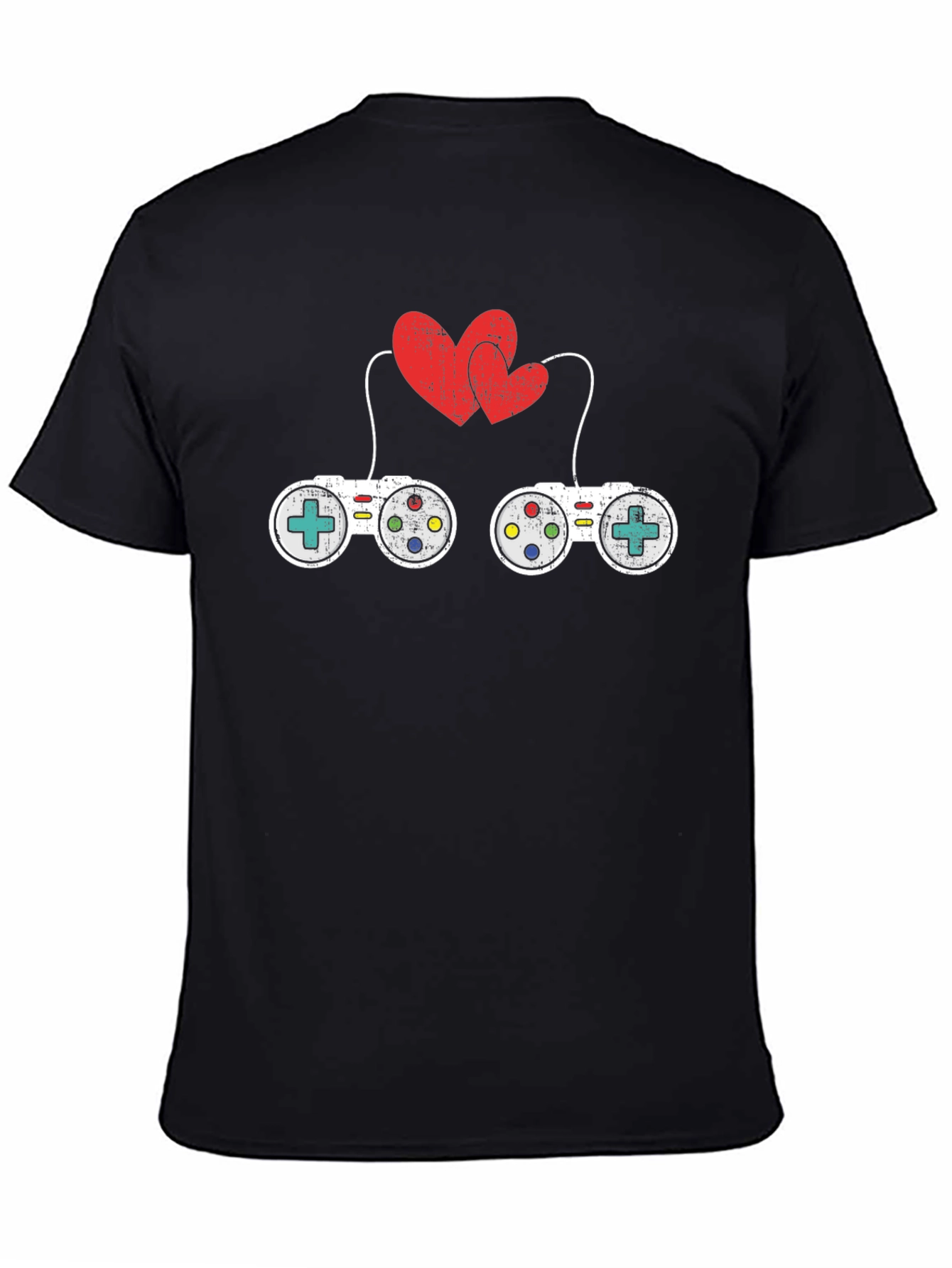 Gamer Love T-Shirt: Controllers & Hearts Graphic Tee