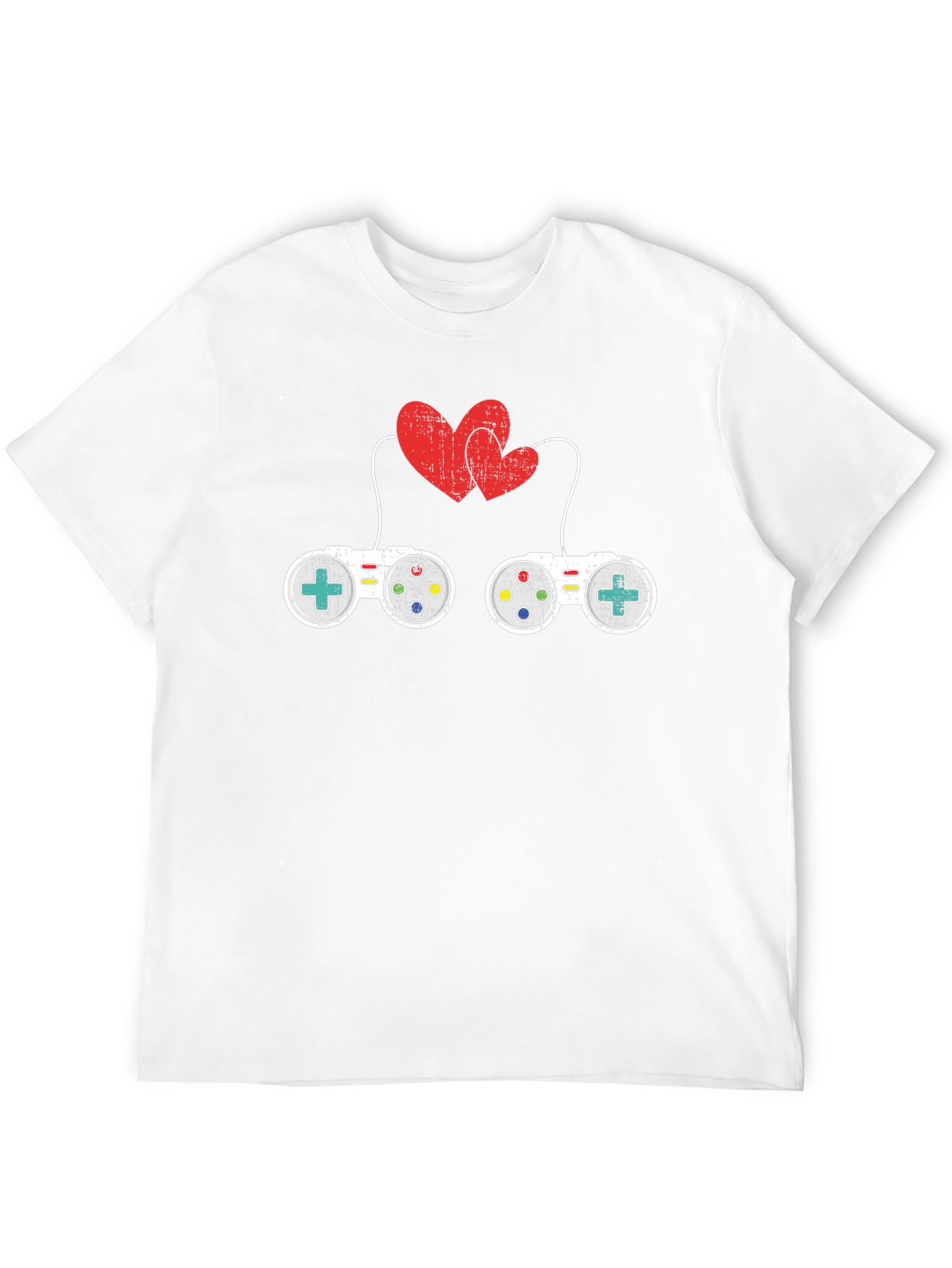 Gamer Love T-Shirt: Controllers & Hearts Graphic Tee