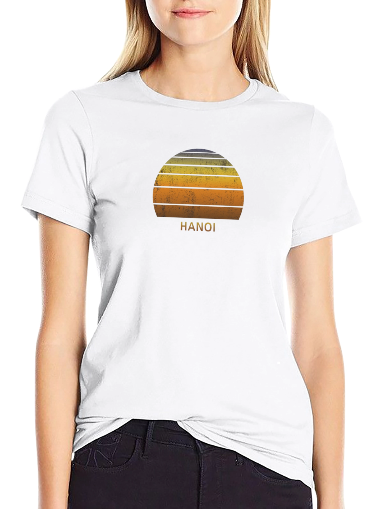 Hanoi Sunset Graphic Tee - Retro Style T-Shirt