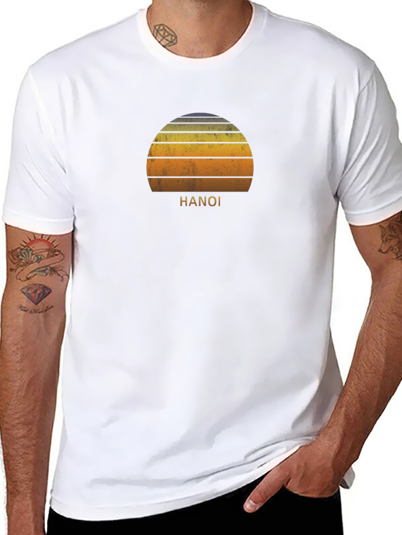 Hanoi Sunset Graphic Tee - Retro Style T-Shirt