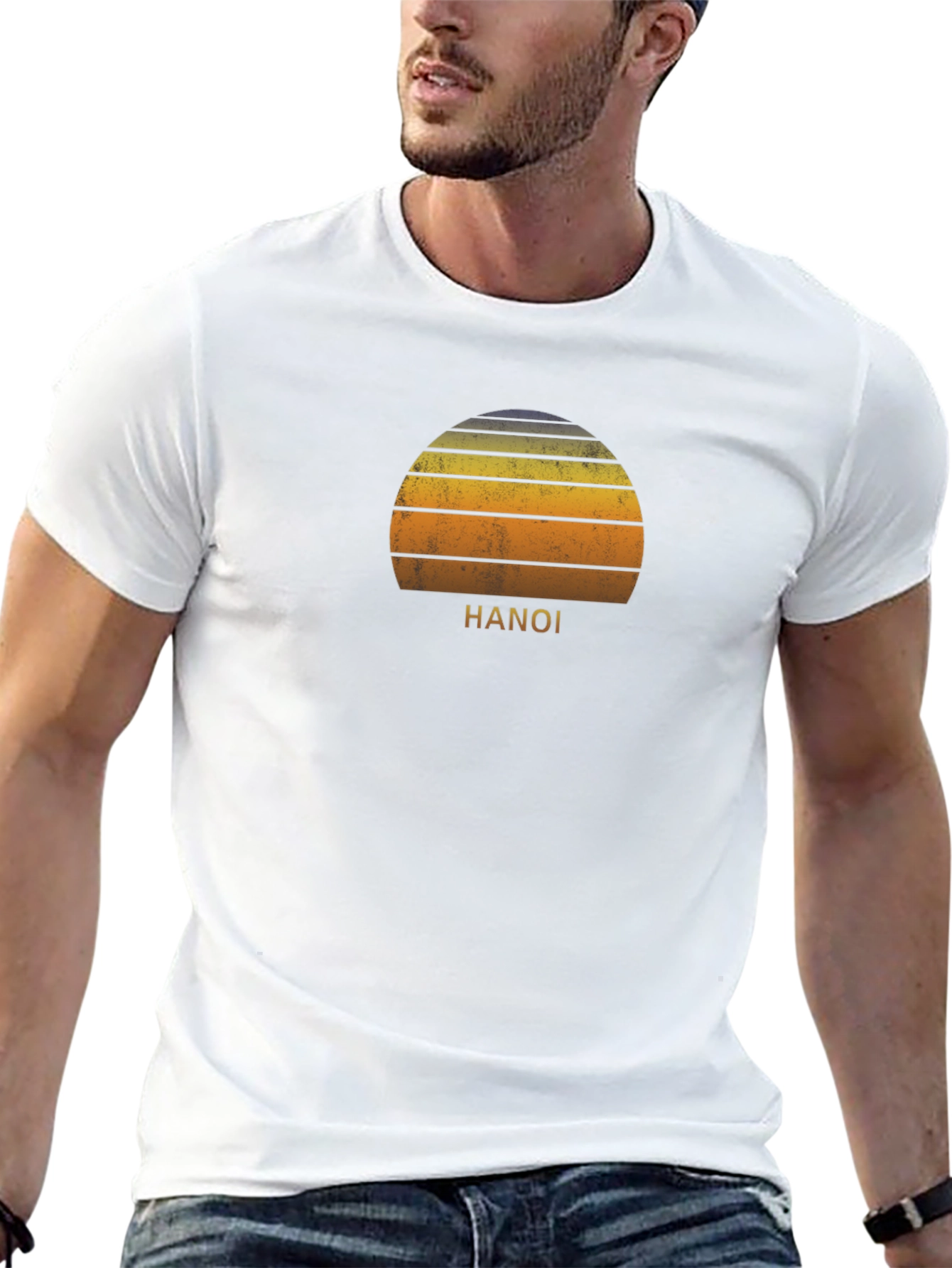 Hanoi Sunset Graphic Tee - Retro Style T-Shirt