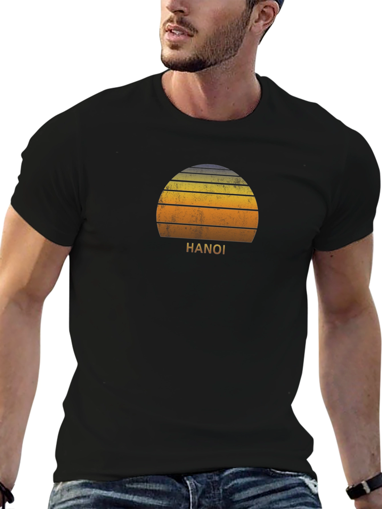 Hanoi Sunset Graphic Tee - Retro Style T-Shirt
