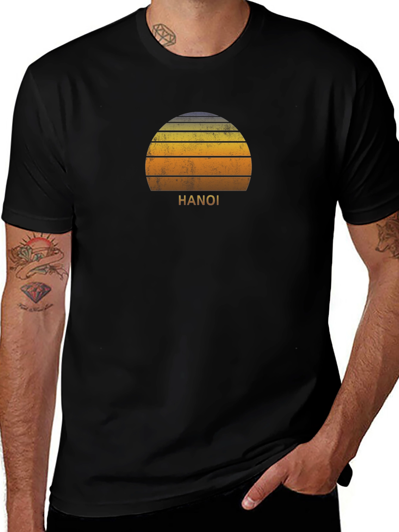 Hanoi Sunset Graphic Tee - Retro Style T-Shirt